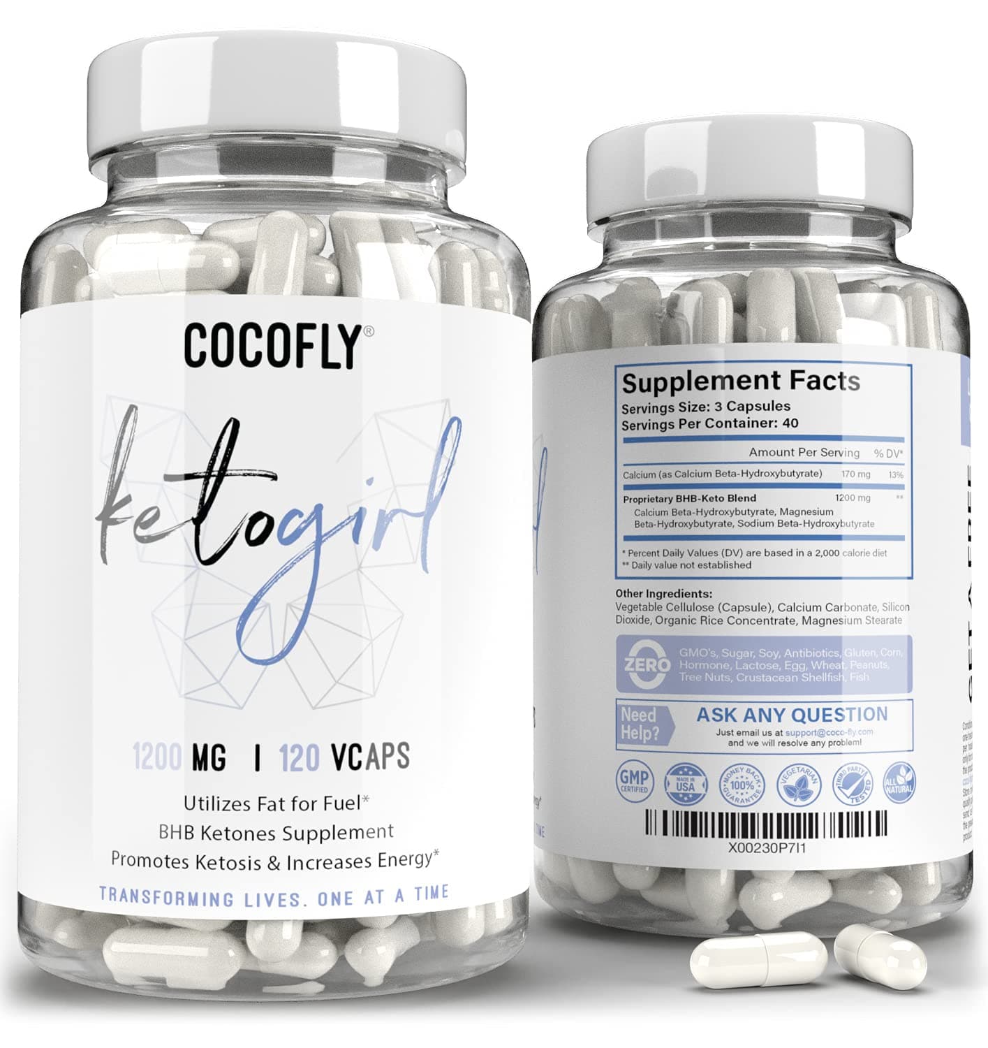 Premium Keto Pills 1200 mg - 120 VCAPS KetoGirl Ultra Fast Boost Burn for Women, Use Fat for Energy, Rapid Ketosis, Enhanced Pure BHB Salts, 6X Advanced Supplement, Exogenous Ketones