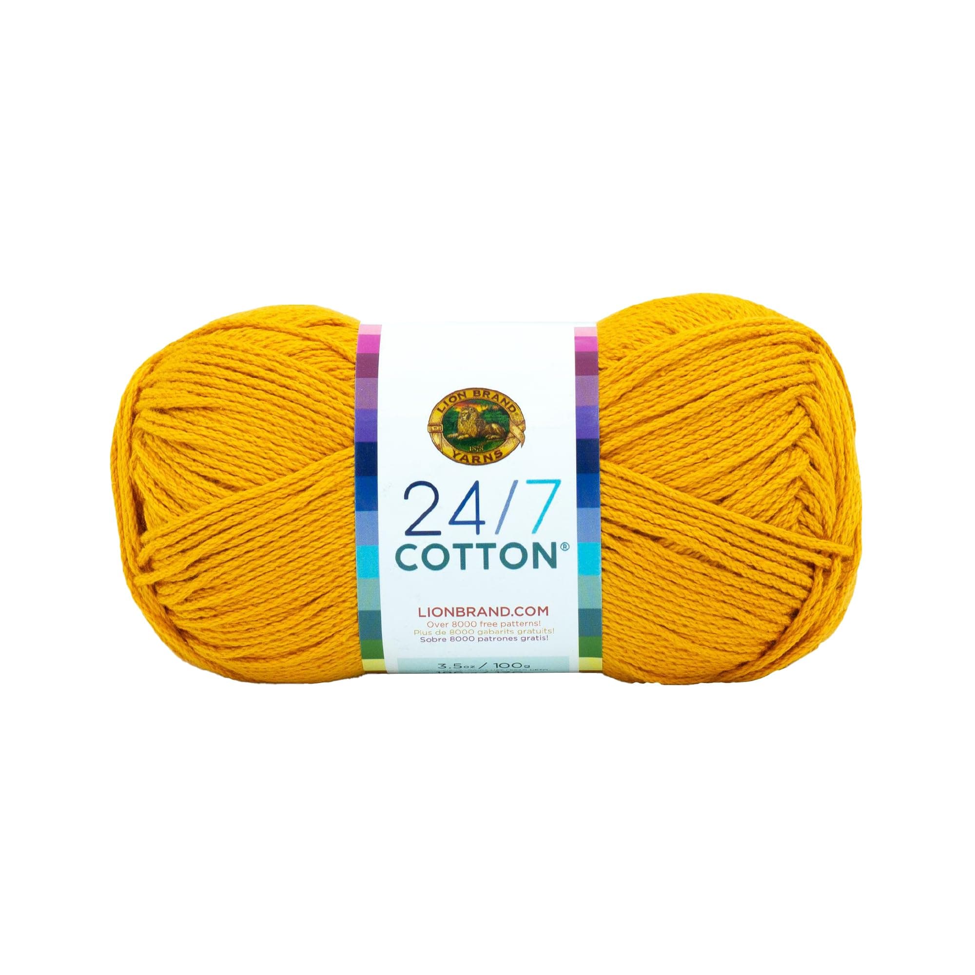 Lion Brand Yarn Company Cotton Yarn, 100 Percent Cotton, Goldenrod,15.24x6.35x6.35 cm