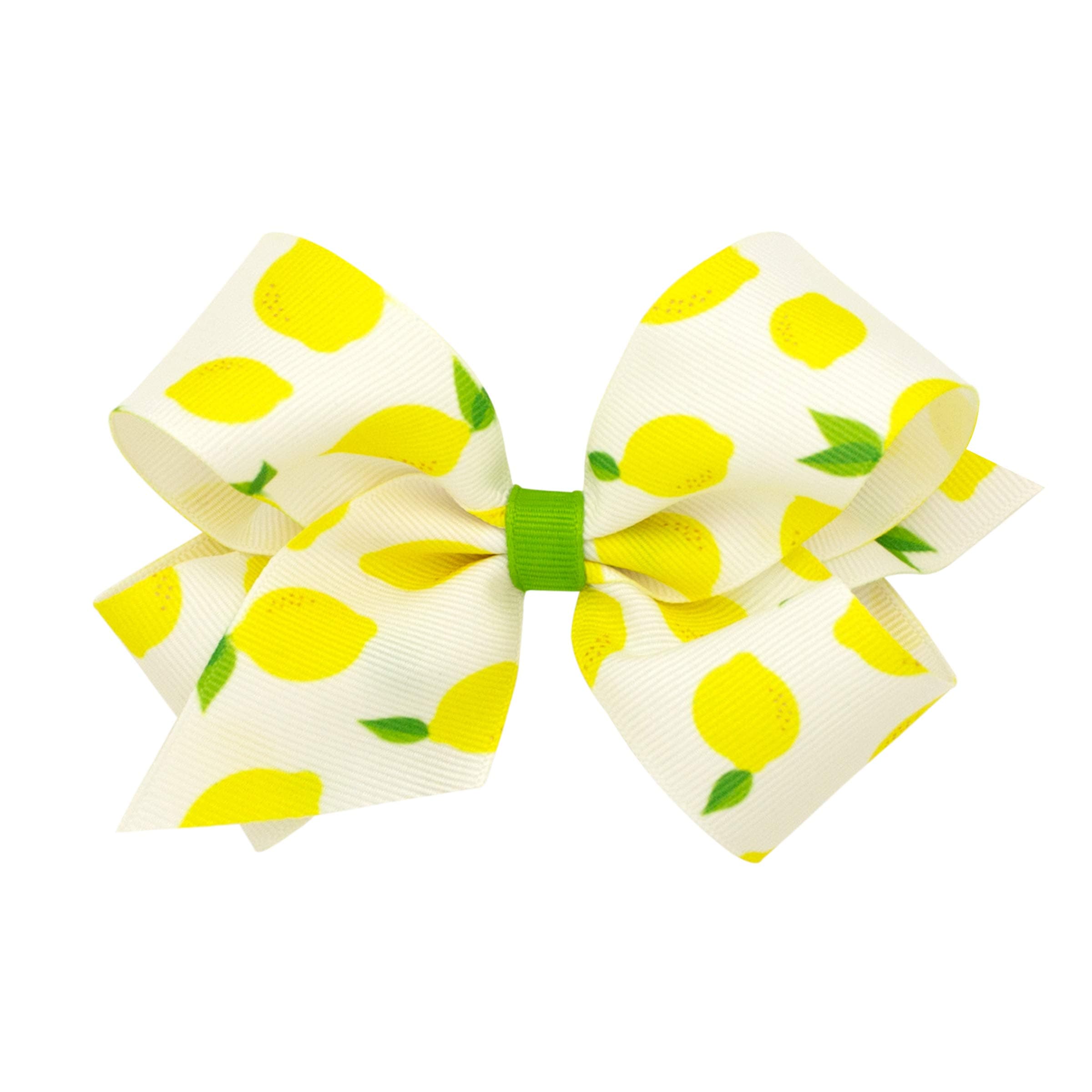 Wee Ones Medium Girl's & Baby Girl's Fruit Print Bow - Lemon