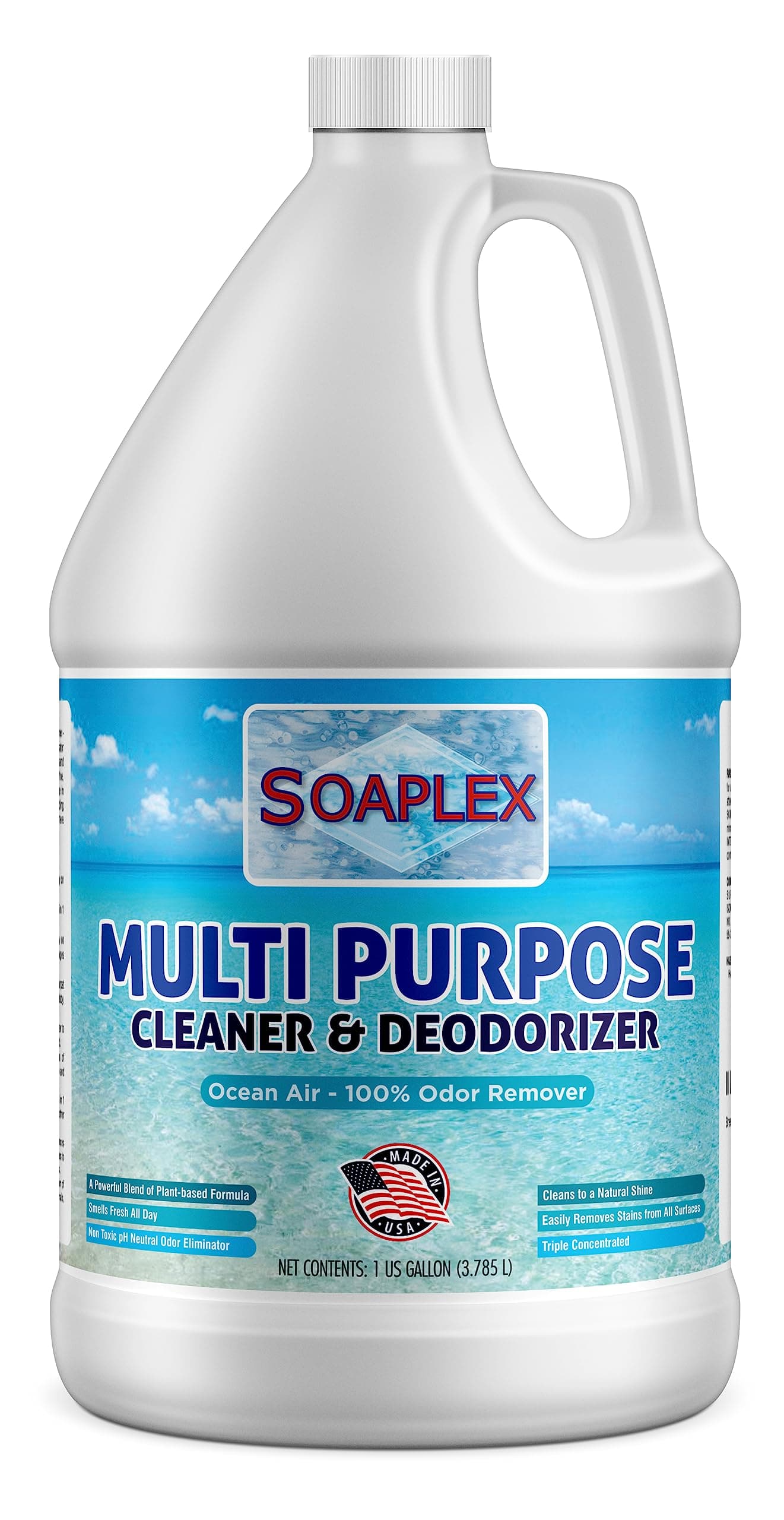 Multi-Purpose Cleaner & Deodorizer Pet Odor Eliminator, Multi-Surface Cleaner Concentrate for Floor, Carpet, Hardwood, Tile - Ocean Breeze Scent, pH Neutral, Mop Cleaning Solution (1 Gallon)