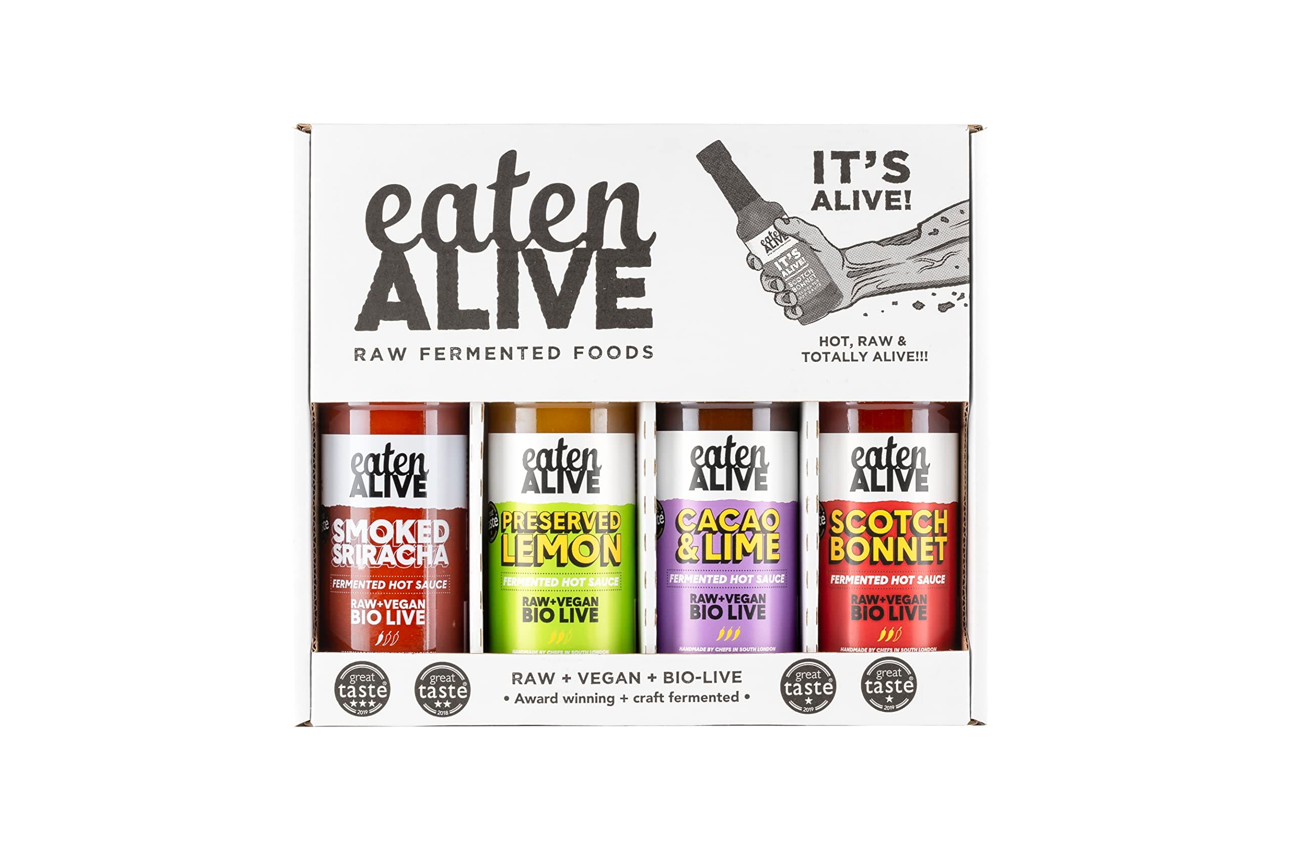 – Eaten Alive Award Winning Fermented Hot Sauce - The Discovery Box (4 x 150ml)