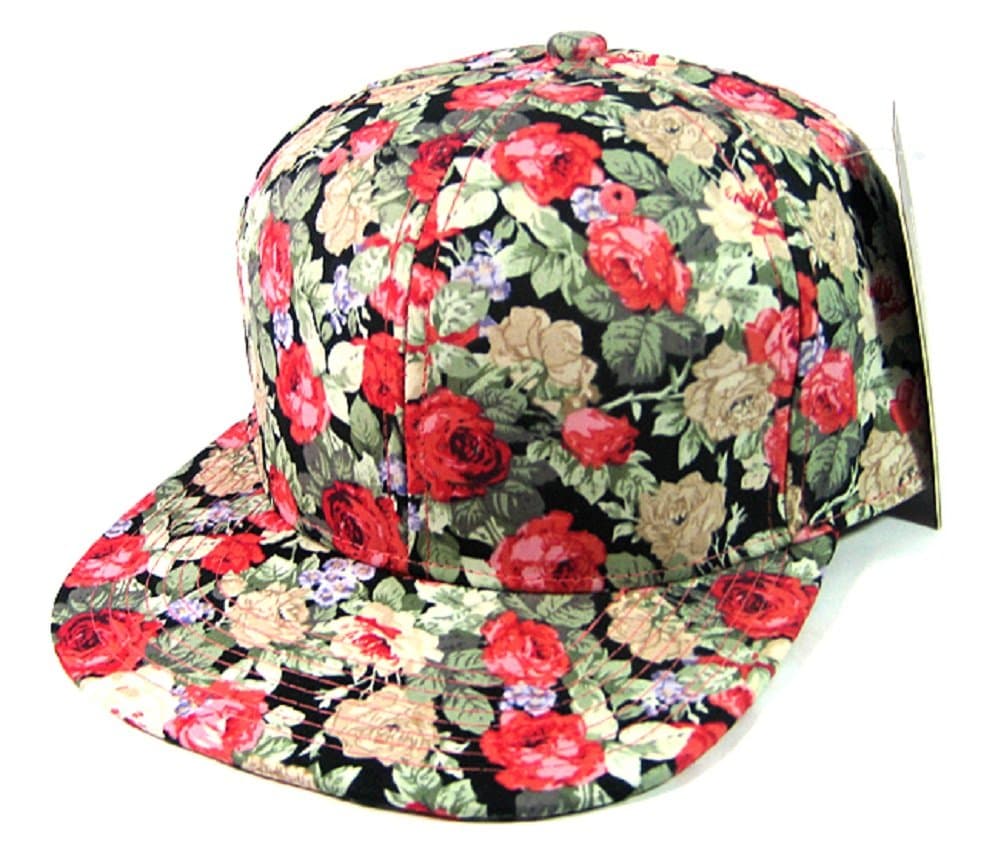Rose Garden Snapback Floral Hawaiian Print Hat Cap