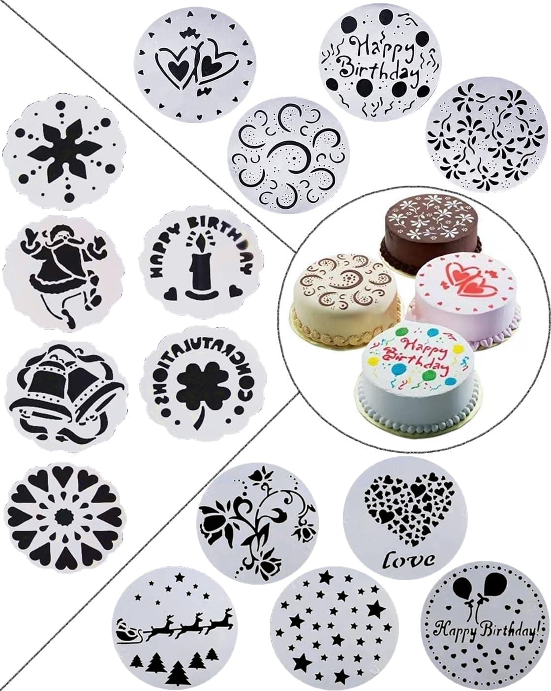 15-Pack Magnoloran Wedding Cake Stencils Cake Templates Spray Floral Cake Molds, Baking Tools, Dessert Decorating Molds