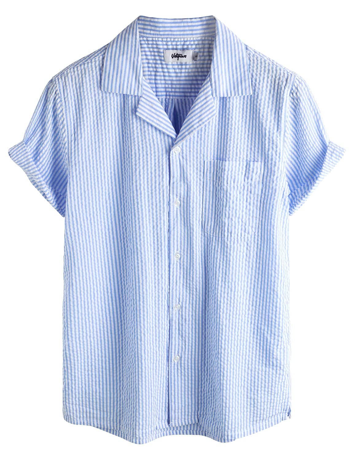 Mens Striped Summer Shirt Casual Button Down Short Sleeve Beach Shirts Cotton Shirts for Men