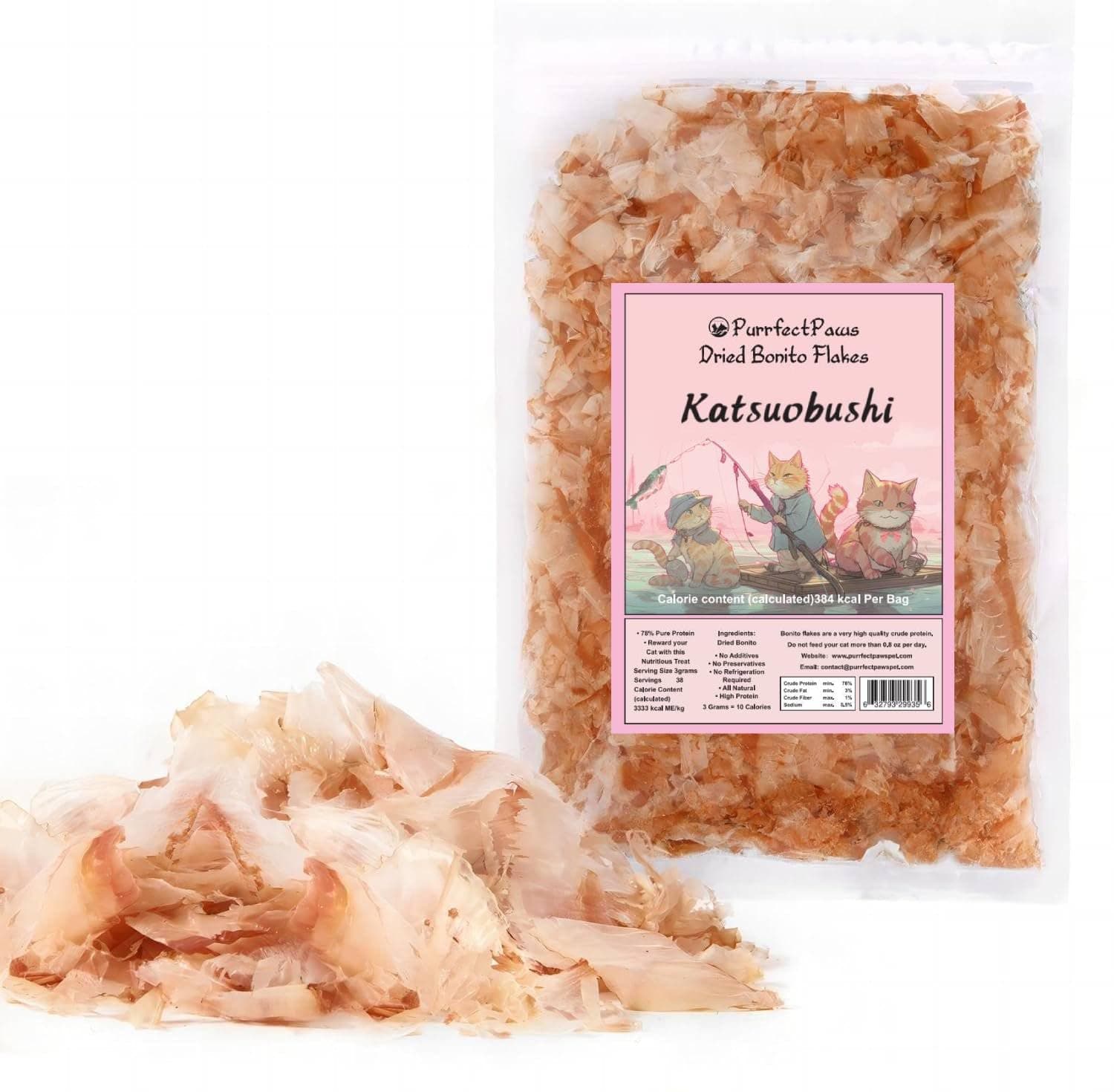 Purrfect Paws Premium Dried Bonito Flakes: Delicious Treats for Dogs & Cats - All Natural and High Protein - 4Oz Bag