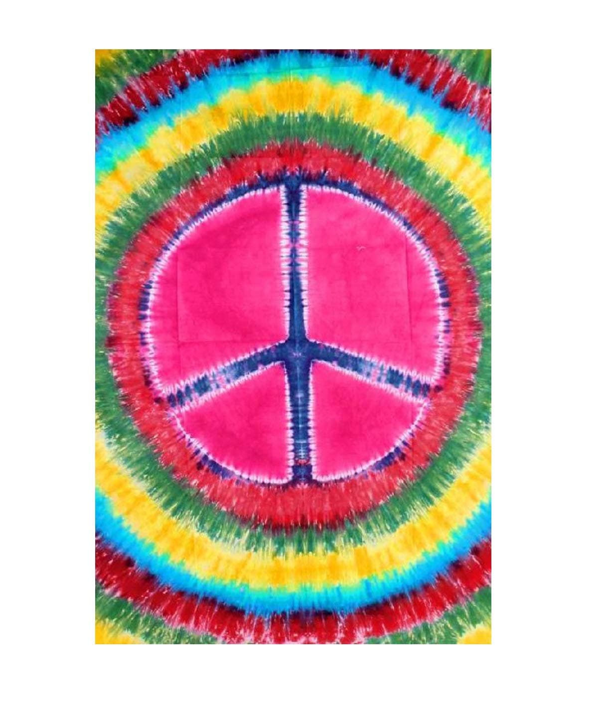 Multi-Color Tie Dye Peace Sign Tapestry - 58" x 82"