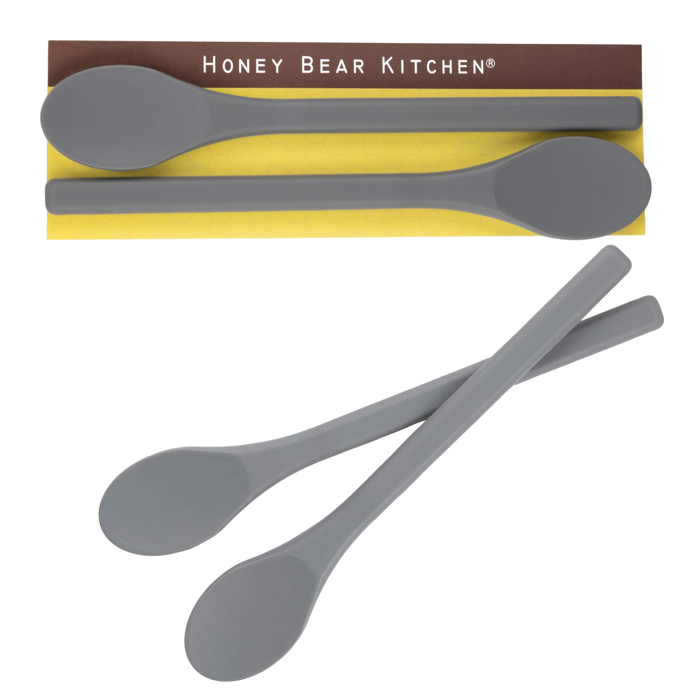 Honey Bear Kitchen Silicone Stirring Spoon (Set of 2, Stone Grey) for Coffee & Tea