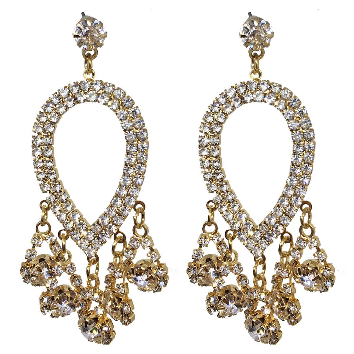 European Stylish Luxury Zircon Diamond Gold Drops Bohemian Stud Earrings for Girls and Women