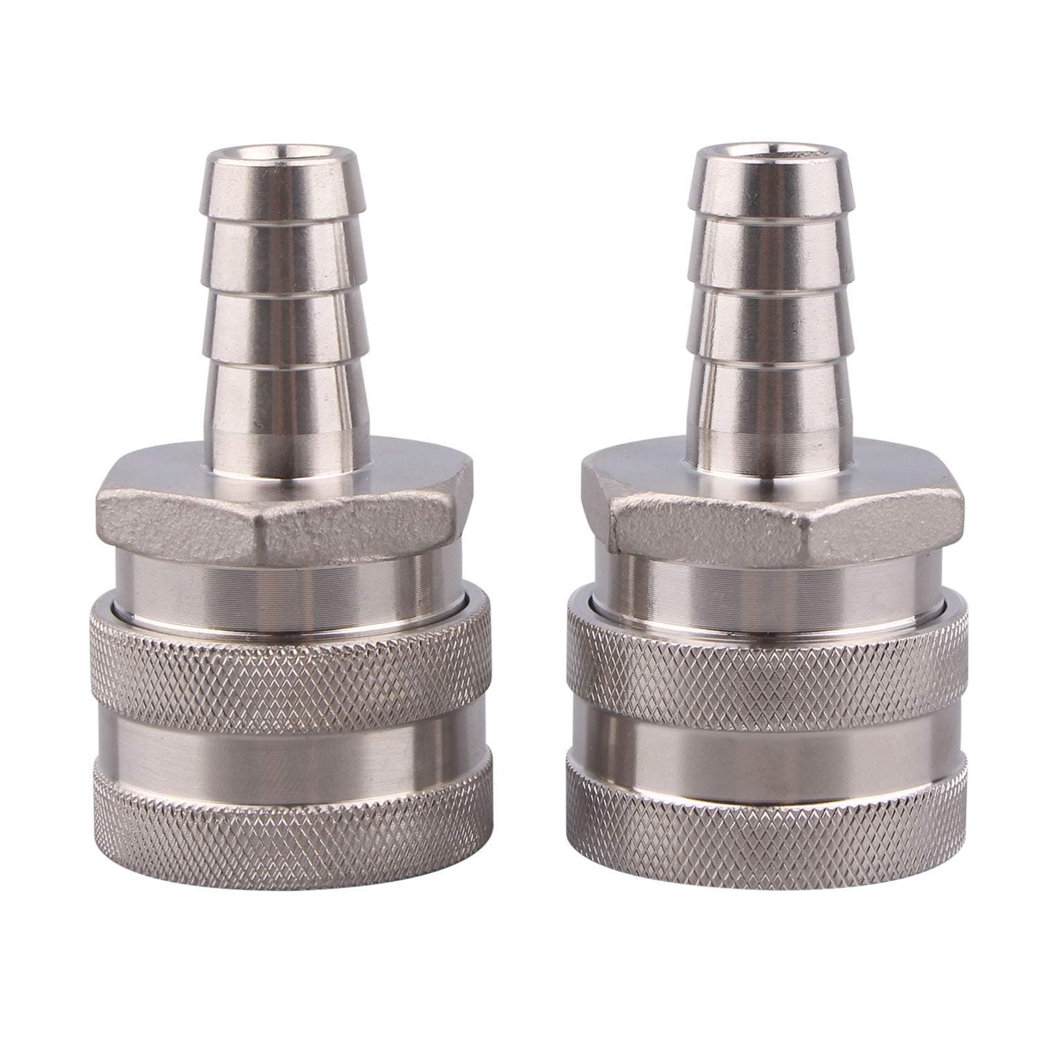 DERNORD 2 Pack Barb Female Stainless Steel Quick Disconnect - Home Brewing Connector (1/2”Barb)