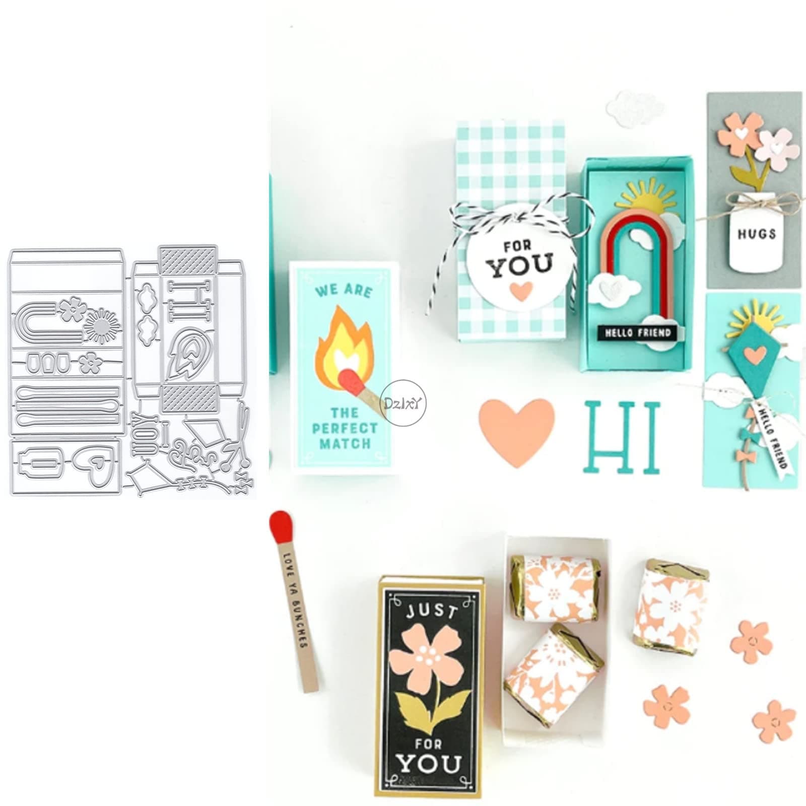 DzIxY Matches Box Metal Cutting Dies for Card Making Kit Embossing Paper Die Cuts Scrapbook Machine Stencils Storage Pockets Supplies