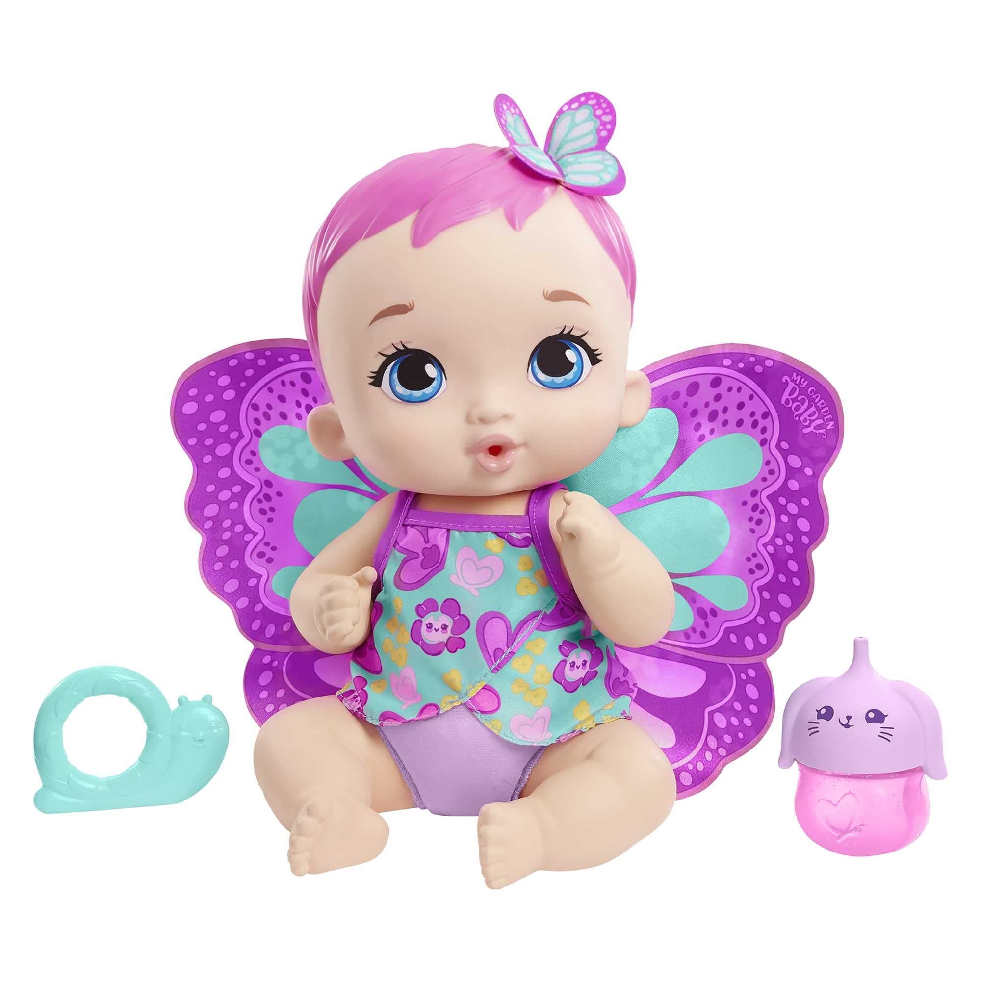 My Garden Baby GYP10​ Feed and Change Baby Butterfly Doll (30-cm / 12-in), with Reusable Diaper, Removable Clothes & Wings, Great Gift for Kids Ages 3Y+, Multicolor