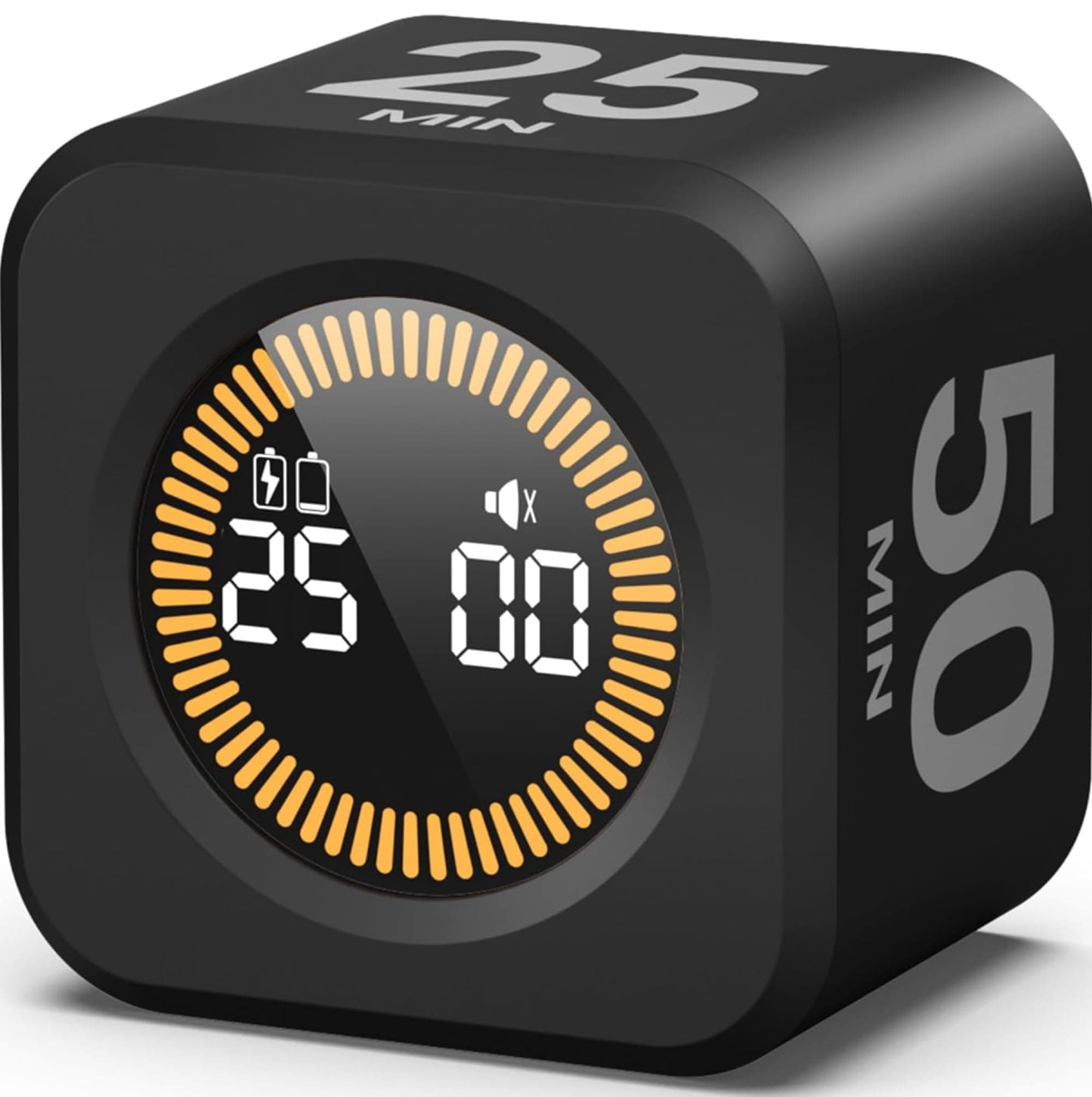 2 Pack - KADAMS Pomodoro Cube Timer Productivity Visual Timer - 5/10/25/50 Min Rotating Countdown (2, Black)