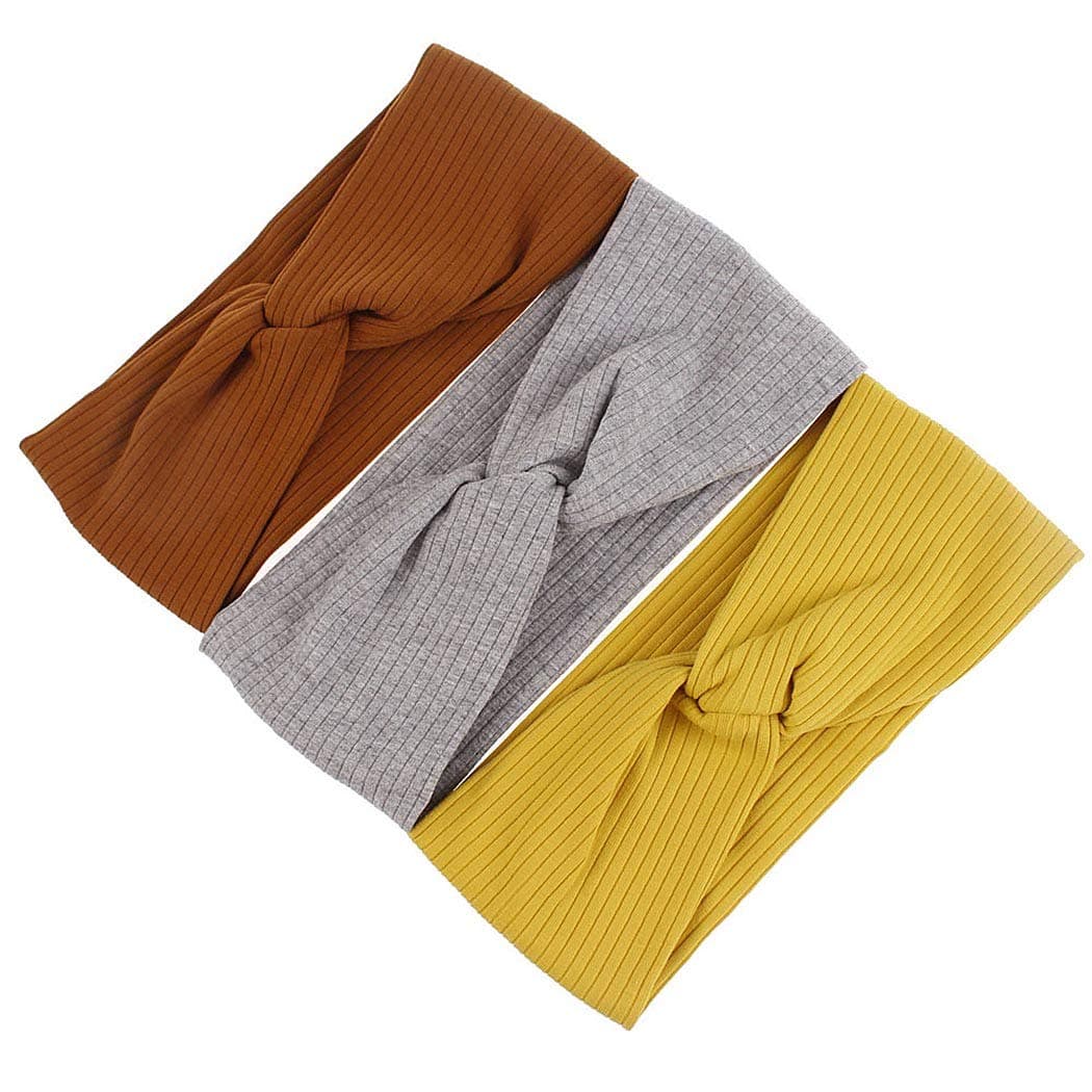 LittleB Yoga Criss Cross Headbands Pure Running Hair Bands Sporting Head Wraps for Women and Girls (3pc)