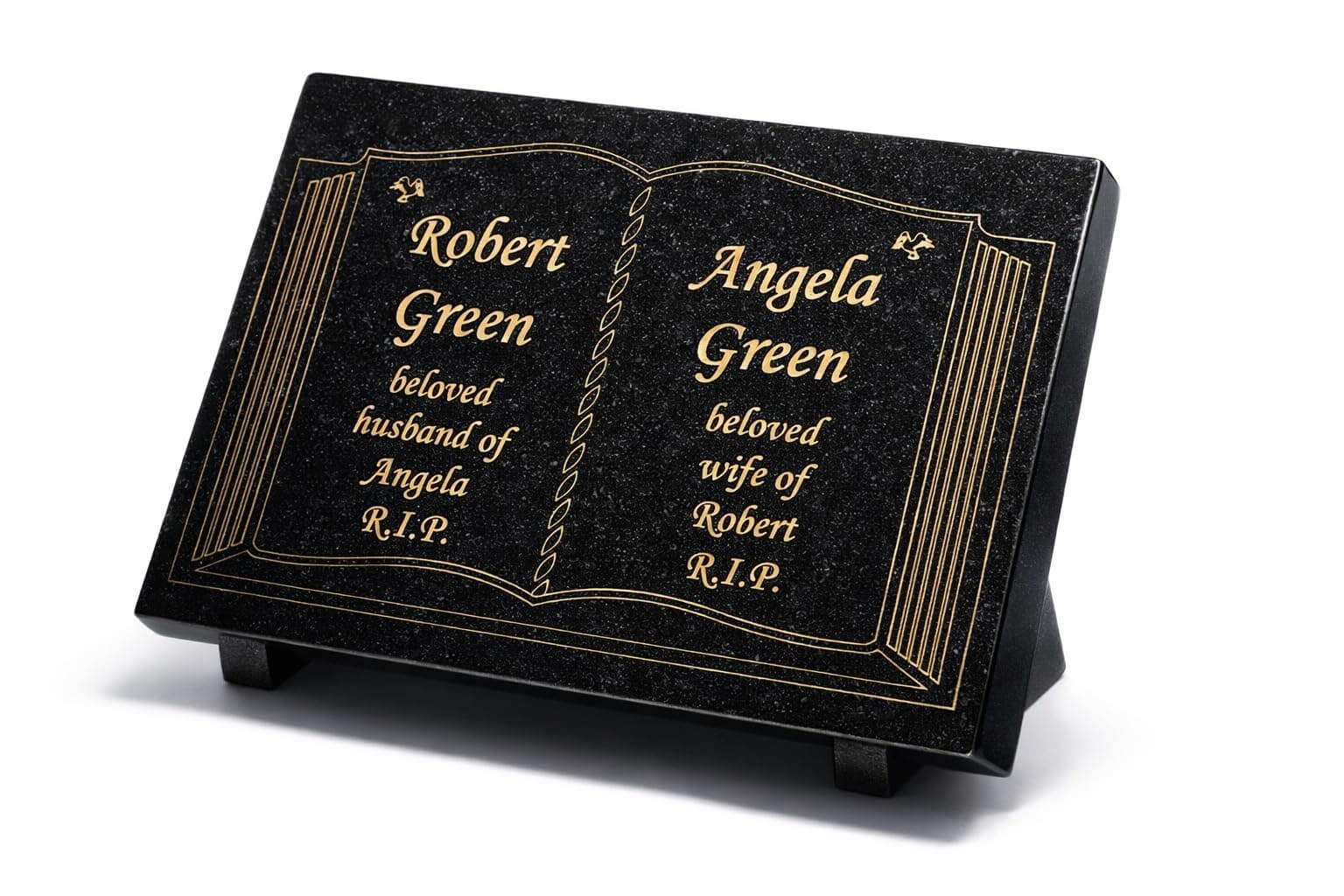 Laser Engraved Personalised Black Bible Granite Memorial Grave Plaque Stone