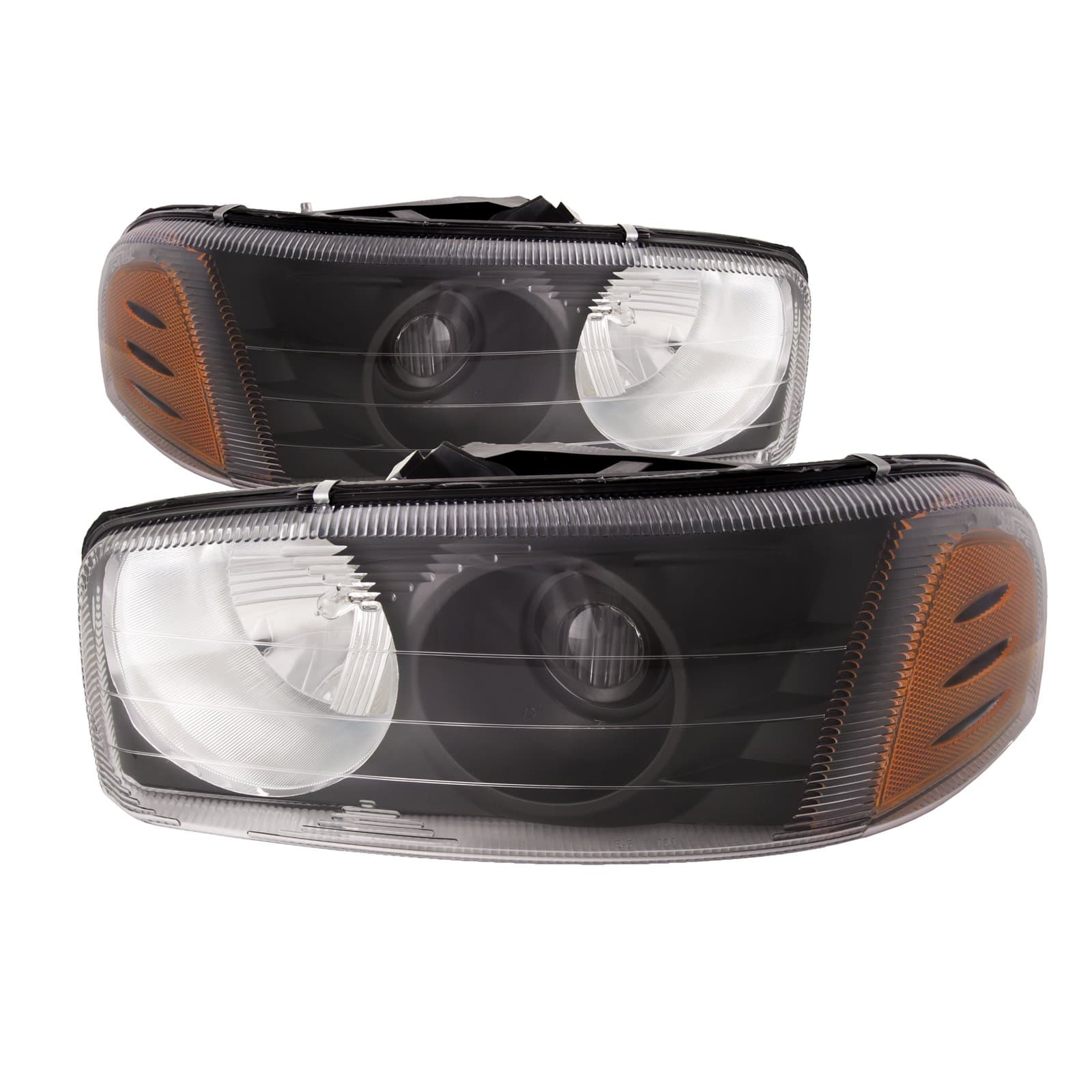 Black Housing Halogen Headlights Compatible with GMC Sierra 1500 Classic HD 2500 3500 Yukon XL Includes Left Driver and Right Passenger Side Headlamps