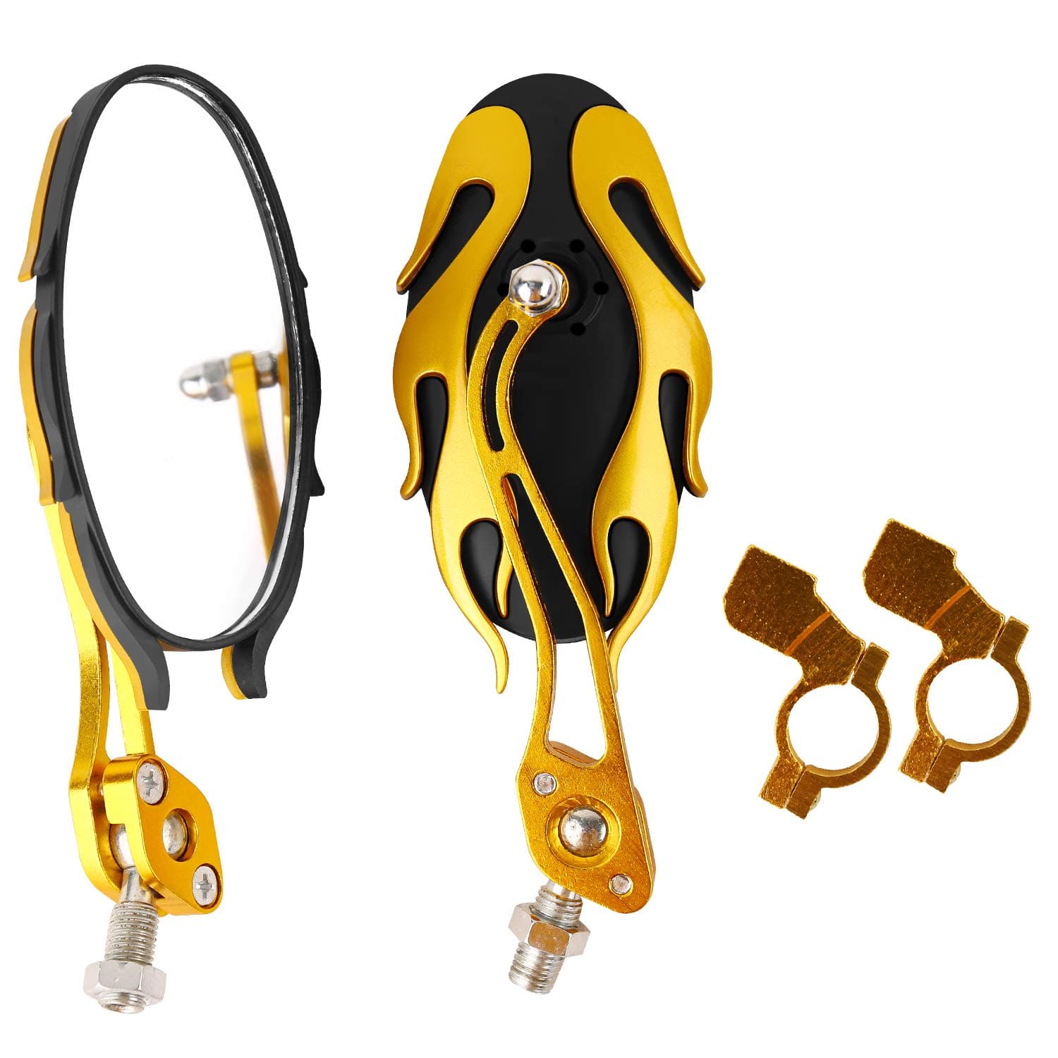 YCKJ 1 Pair of Handlebar Bike Mirror - Bicycle Mirror Support 360°Rotation, Suitable for Mountain Bike, Motorcycle and Off-Road Bike (Gold)