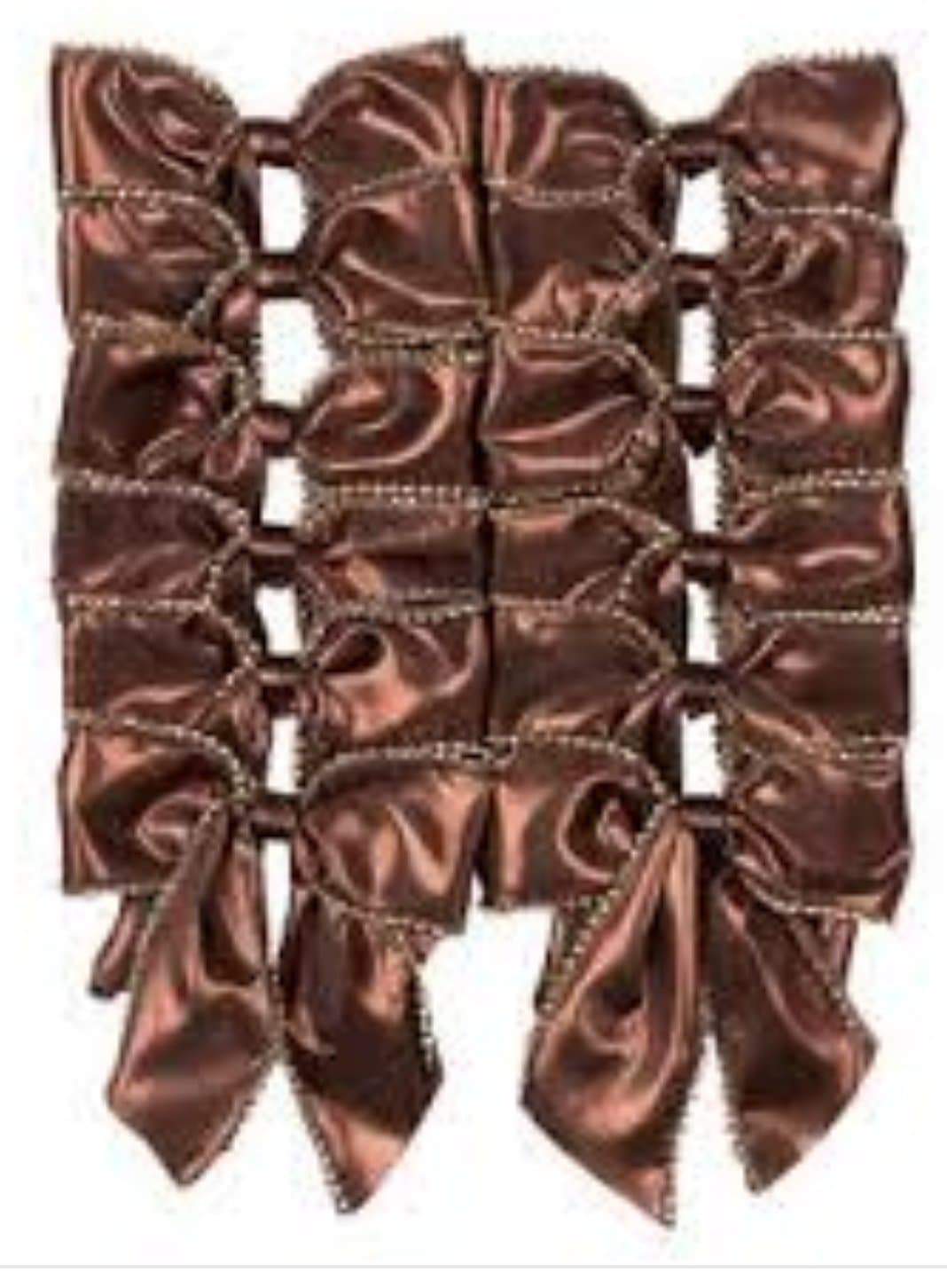 Jaclyn Smith Wired Decorative Bow Collection Golden Radiance Bronze Gold Trim 4 in X 6 in (total of 12 bows) Holiday Decoration Trimming