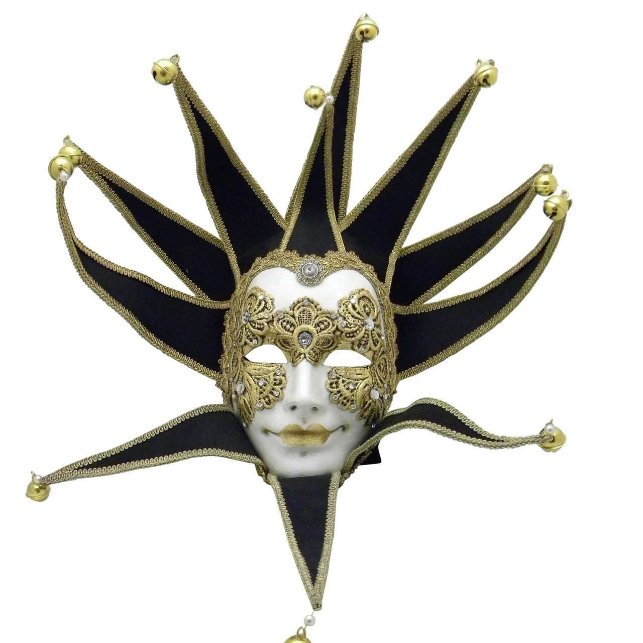 Black Volto Macrame Velvet Royal Joker Venetian Mask