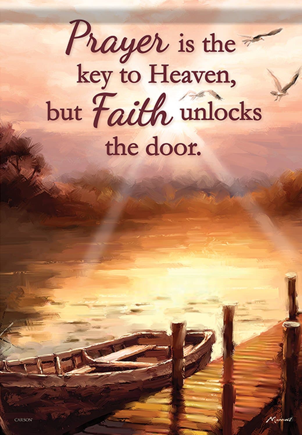 Key to Heaven Inspirational Garden Flag Lake Prayer Faith Double Sided 12.5"x18"