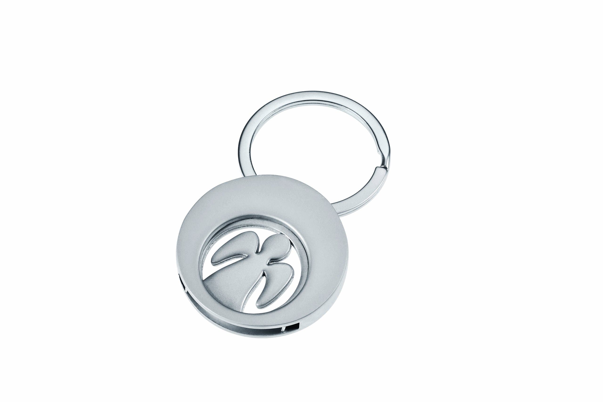 WEDO 2053411 Key Fob with Removable Shopping Trolley Coin in Guardian Angel Design Angela Matte Silver