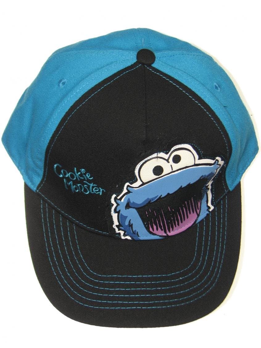 Sesame Street Cookie Monster Face Baseball Cap UPF 50+ Sun Hat Black/Blue