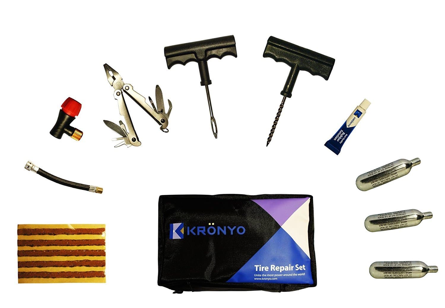 CO2 CAR TYRE REPAIR KIT for MOTORCYCLE BIKE ATV QUAD VAN with x 3 Cartridges