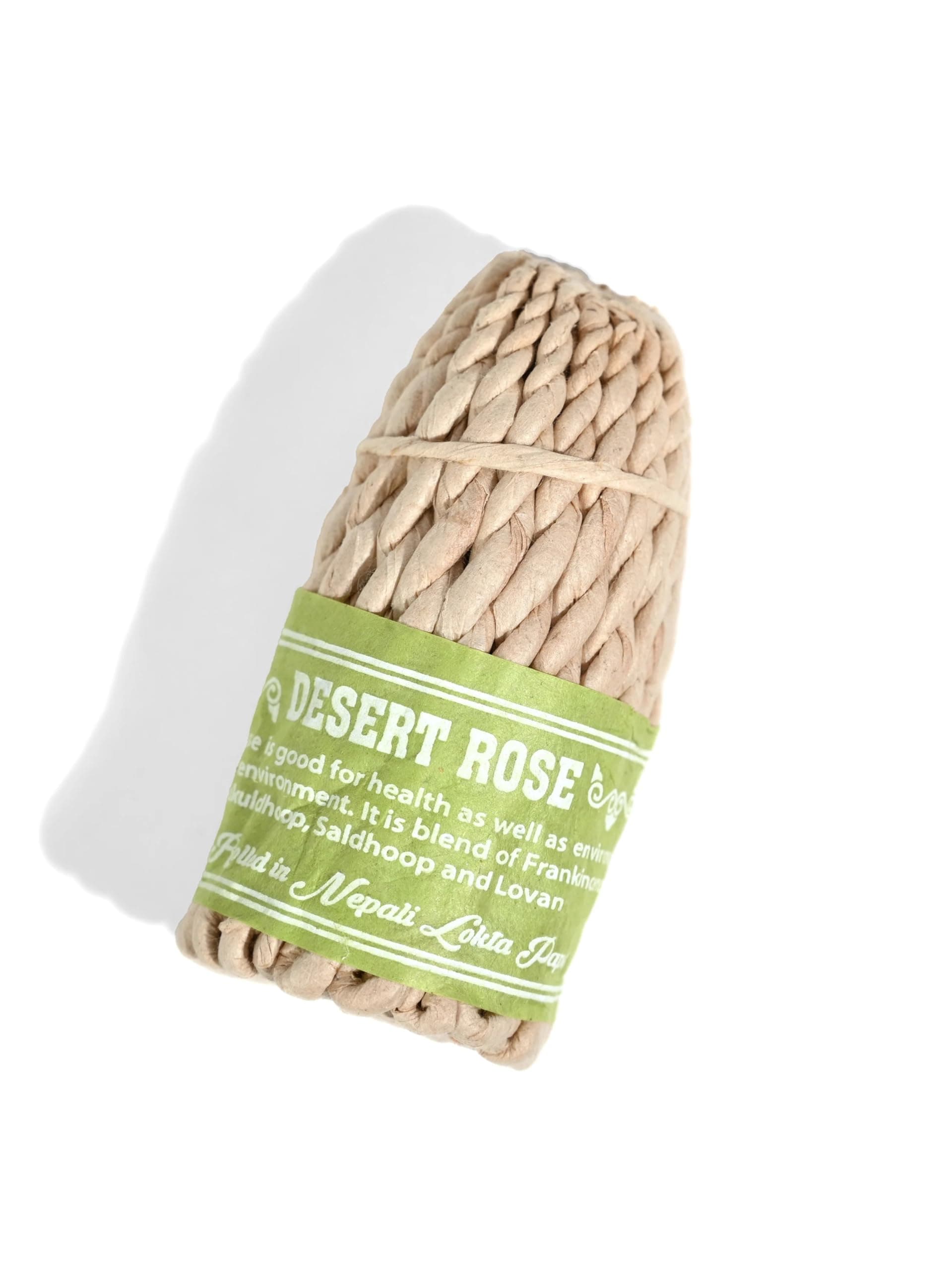 Nepali Desert Rose Rope Incense - Frankincense & Himalayan Herbs Hand Rolled in Lokta Paper - Meditation