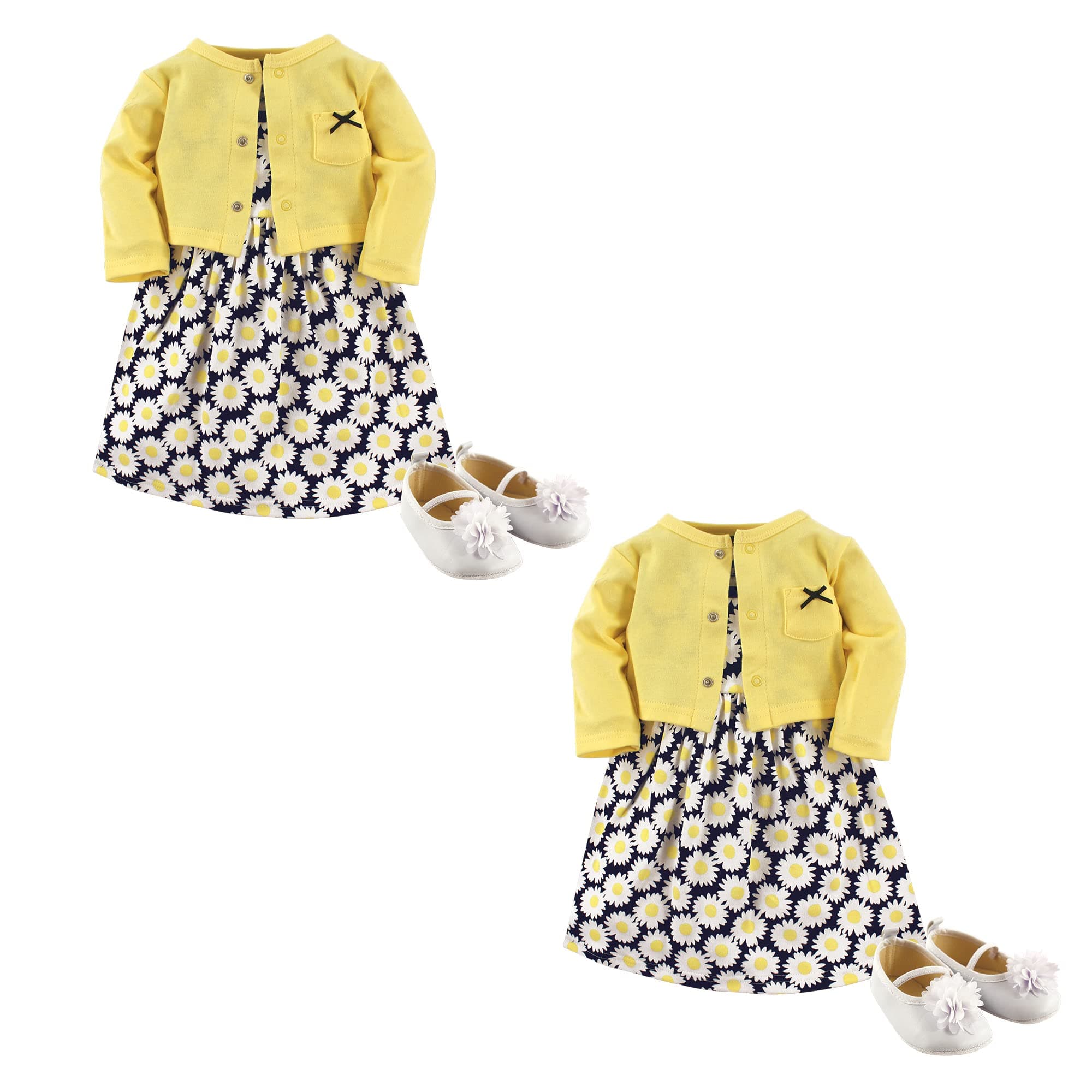 Baby Girls' Cotton Dress, Cardigan and Shoe Multi-pack Set