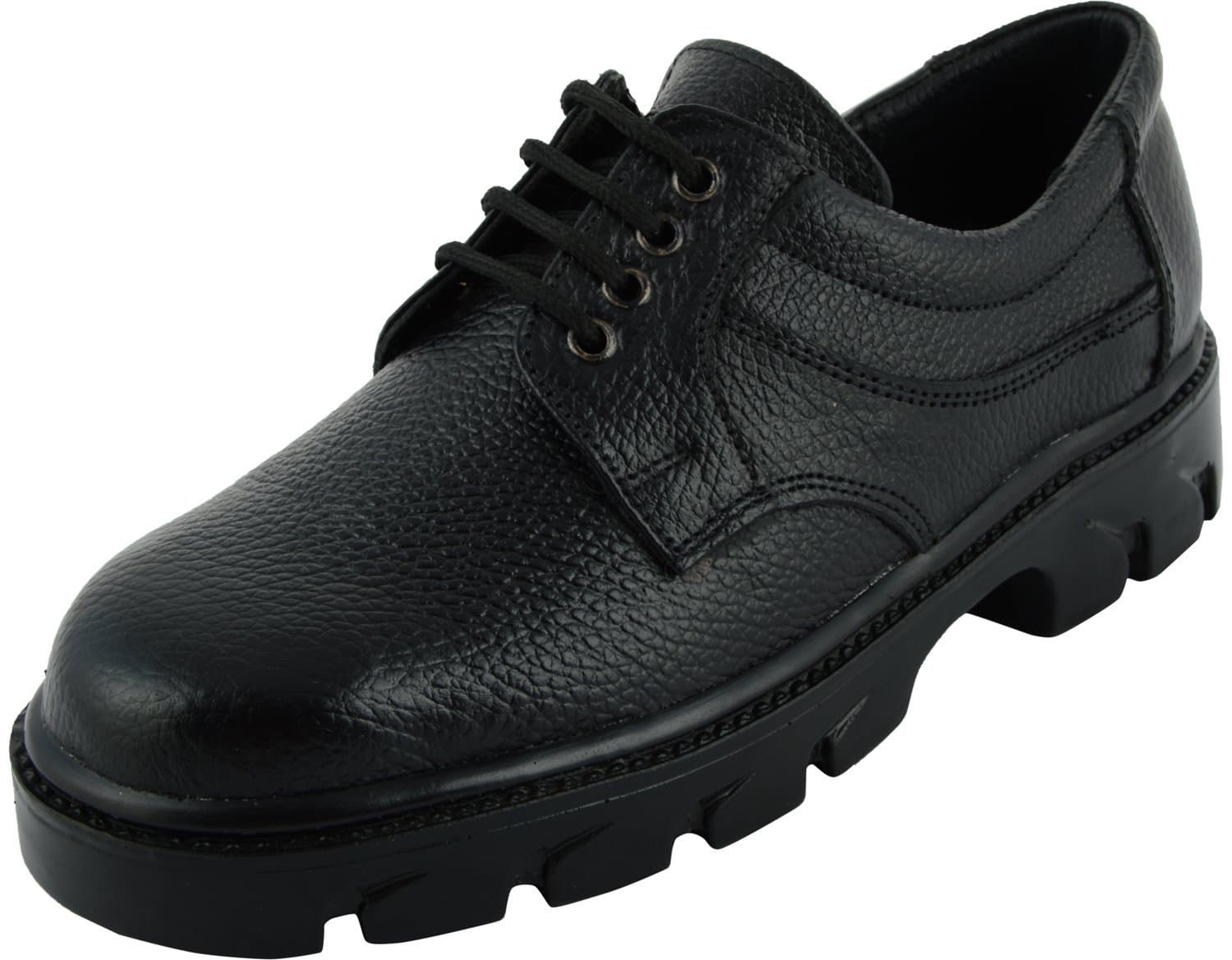 CHAMOIS Men's Black Leather Safety Shoes - 11 UK