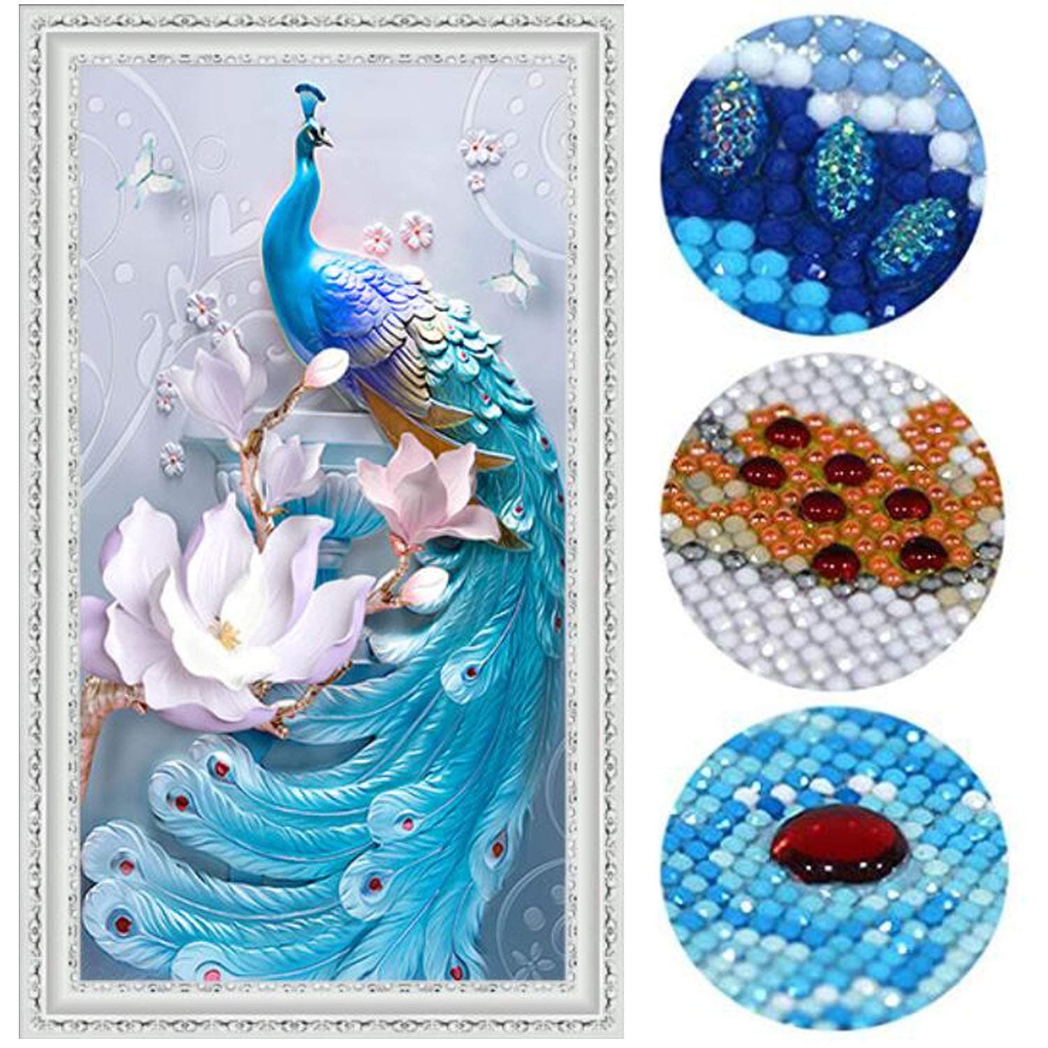 ANMUXI 5D Diamond Painting Kits Full Drill Special-Shaped 48X80CM Love of Peacock DIY Diamond Art for Stress-Relief & Home Decor