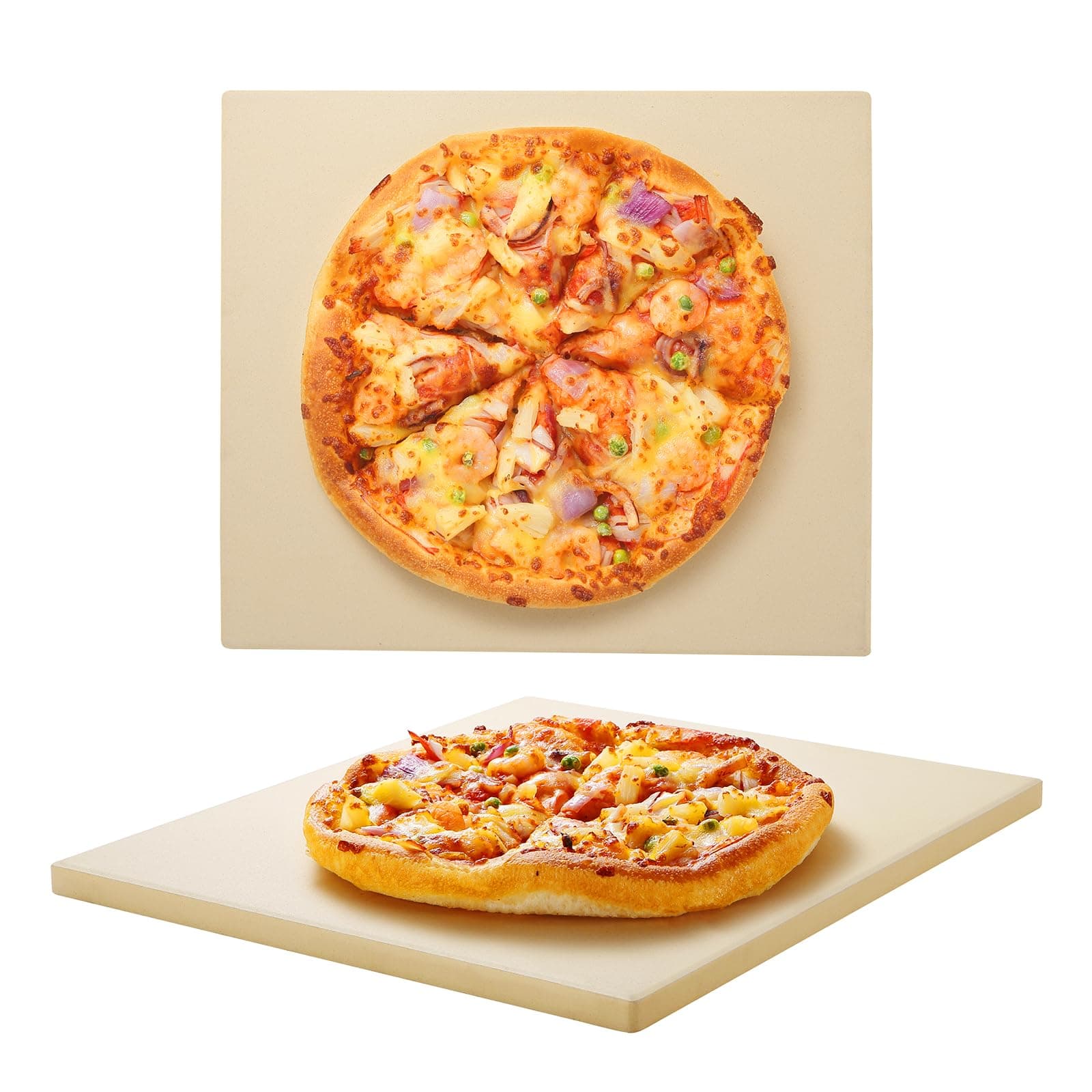Square Pizza Stone 30.5cm, Heavy Duty Ceramic Baking Stone for Oven, BBQ and Grill, Ideal for Making Crisp Crust Pizza, Bread, Cookies and More, Thermal Shock Resistant, Durable and Safe