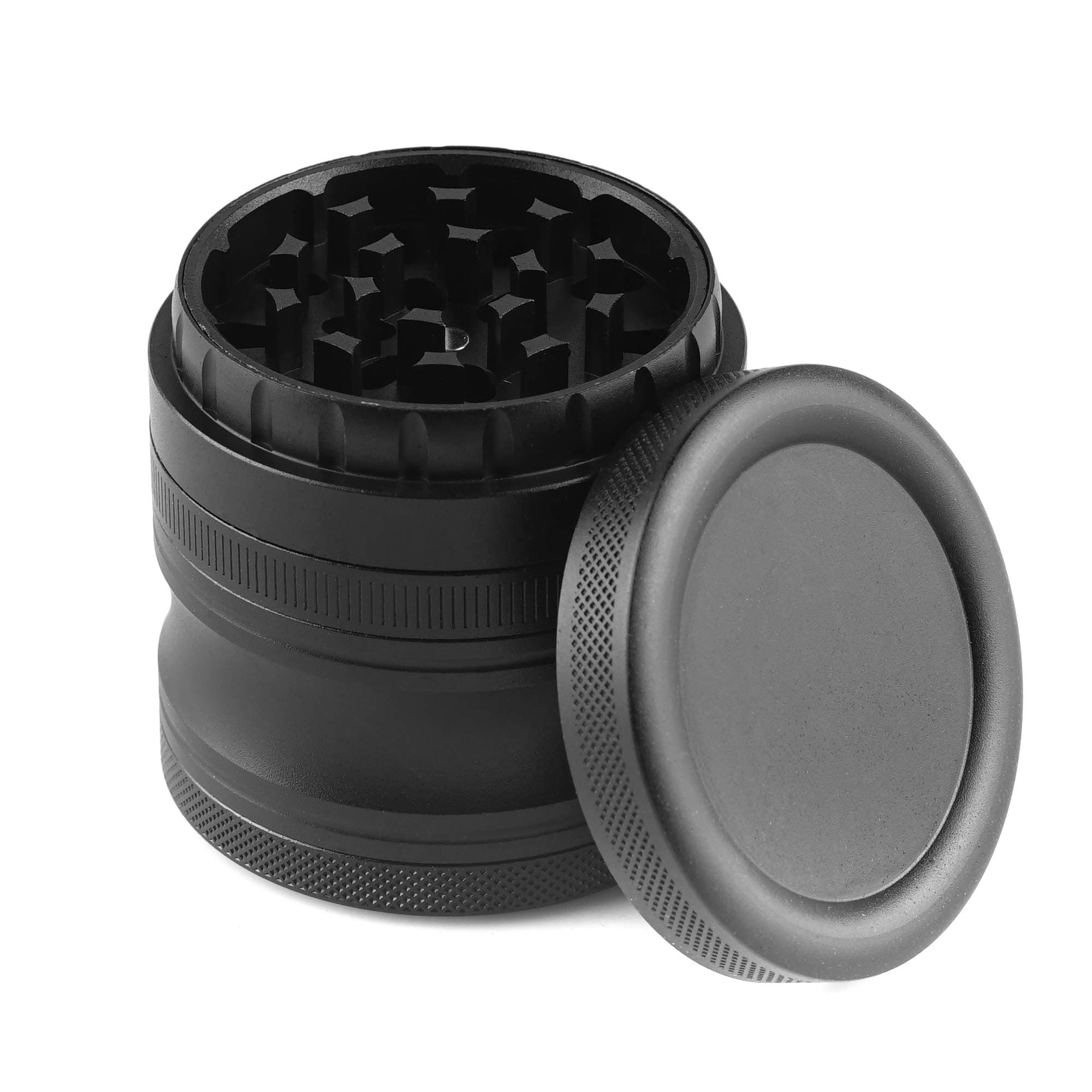 CyanCloud Grinder, 4 Piece Herb Grinder, Aluminum Alloy Crusher, 2.5 Inches Metal Grinder with Pollen Catcher (Black)