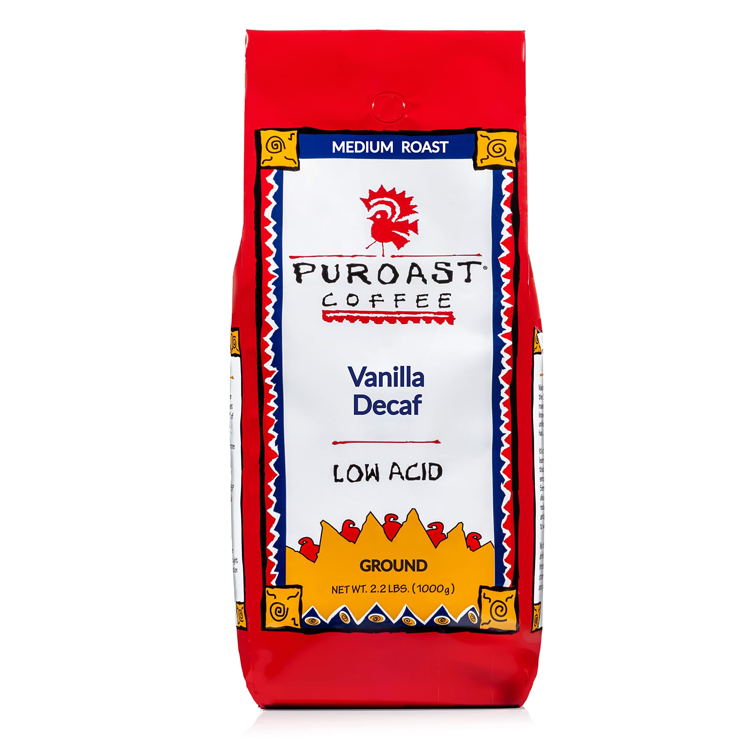 Puroast Coffee Low Acid Whole Bean Coffee, Vanilla Decaf , 2.5 Pound Bag