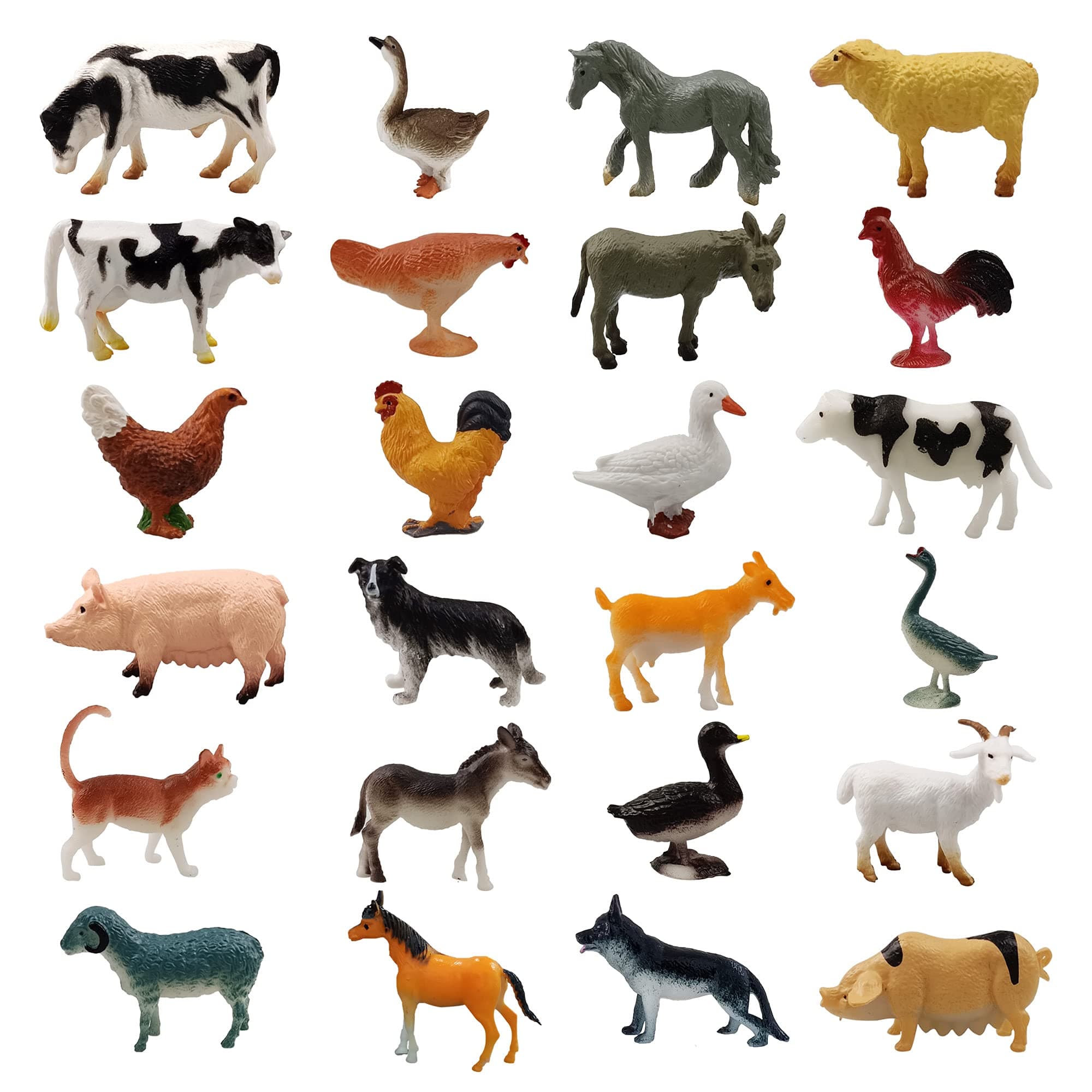 24 Mini Farm Animal Figurines Realistic Figures Educational Toys for Toddlers Cake Toppers Scene Decorations