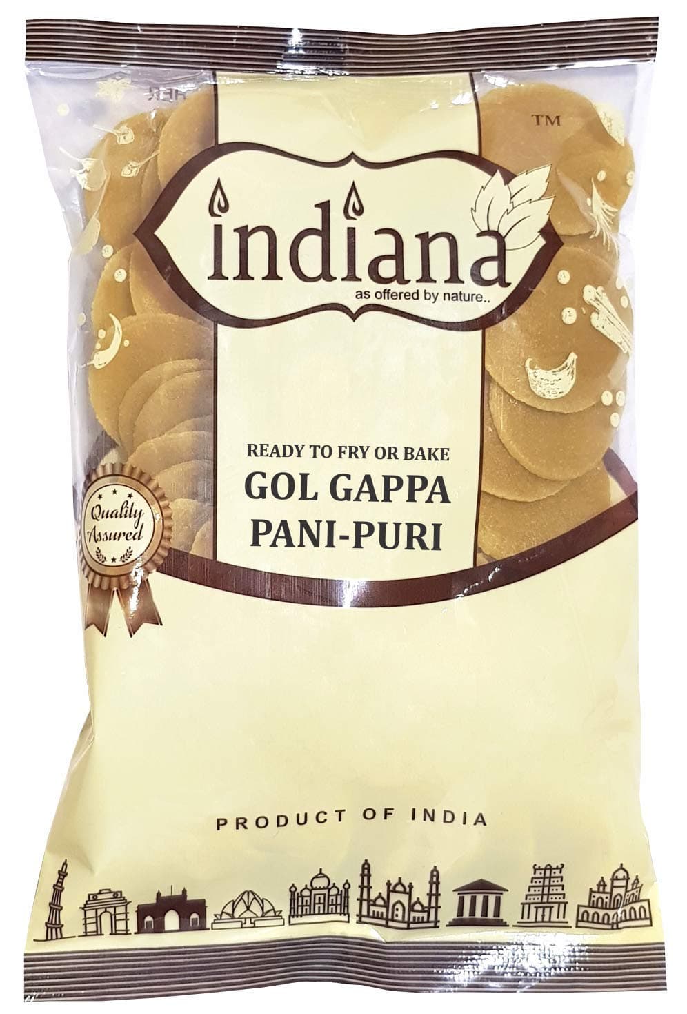 Indiana Ready To Fry Dry Gol Gappa/ Pani Puri Papad - 400Gm, No Flavour