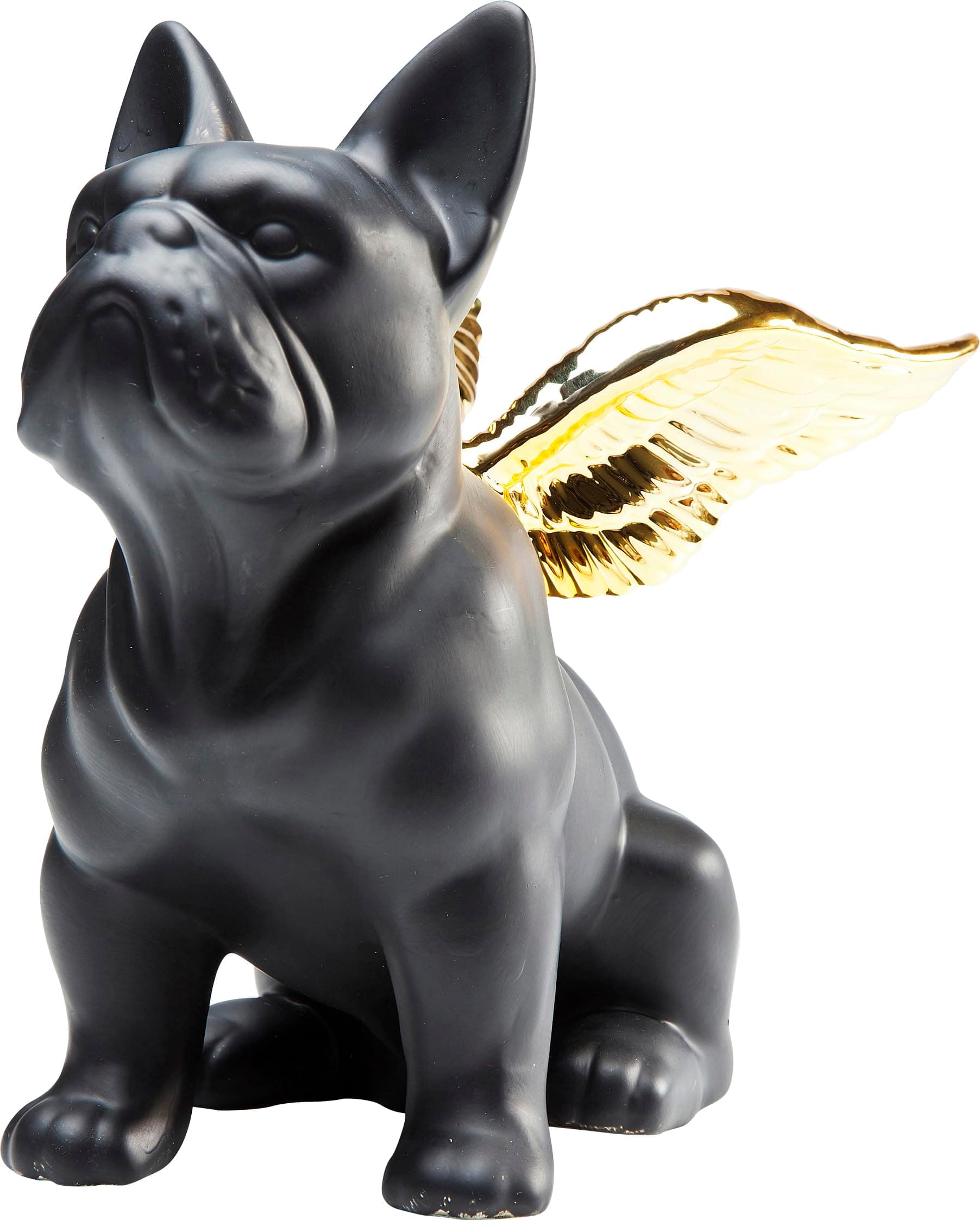 KAREDesign Deco Figure Sitting Angel Dog, Gold/Black