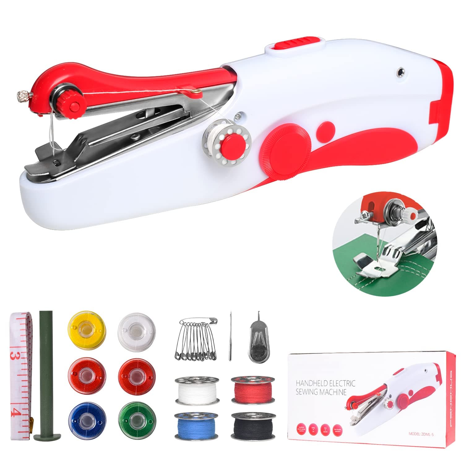 Handheld Sewing Machine, Mini Portable Electric Sewing Machine for Adult, Fast Stitch Suitable for Fabrics, Clothes, DIY Home Travel