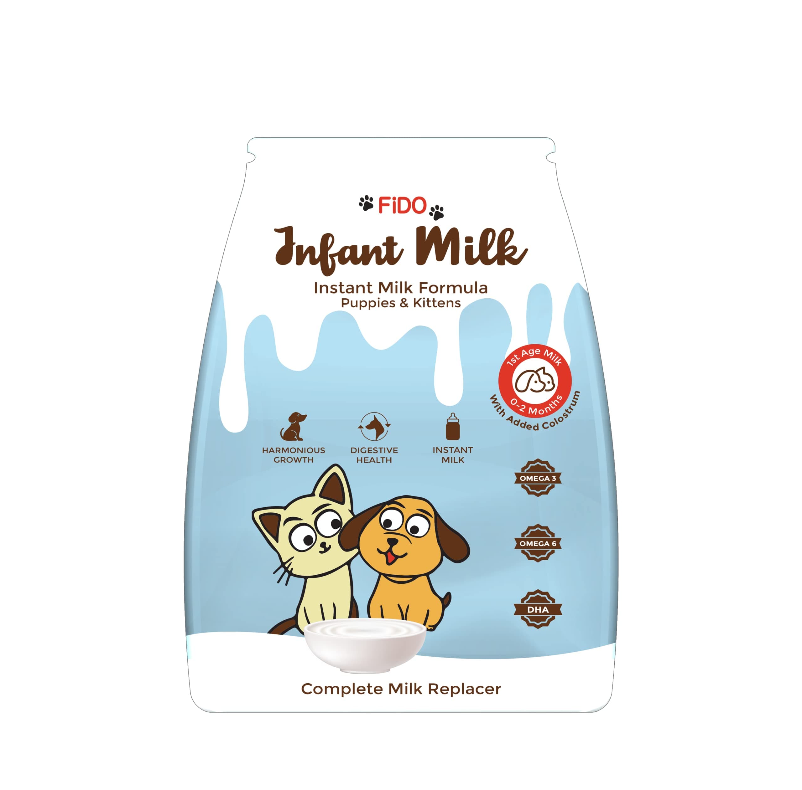 FiDO Infant Milk for Newborn Puppies and Kittens - Complete Milk Replacer Feed Stage 1 Formula 250 Gm