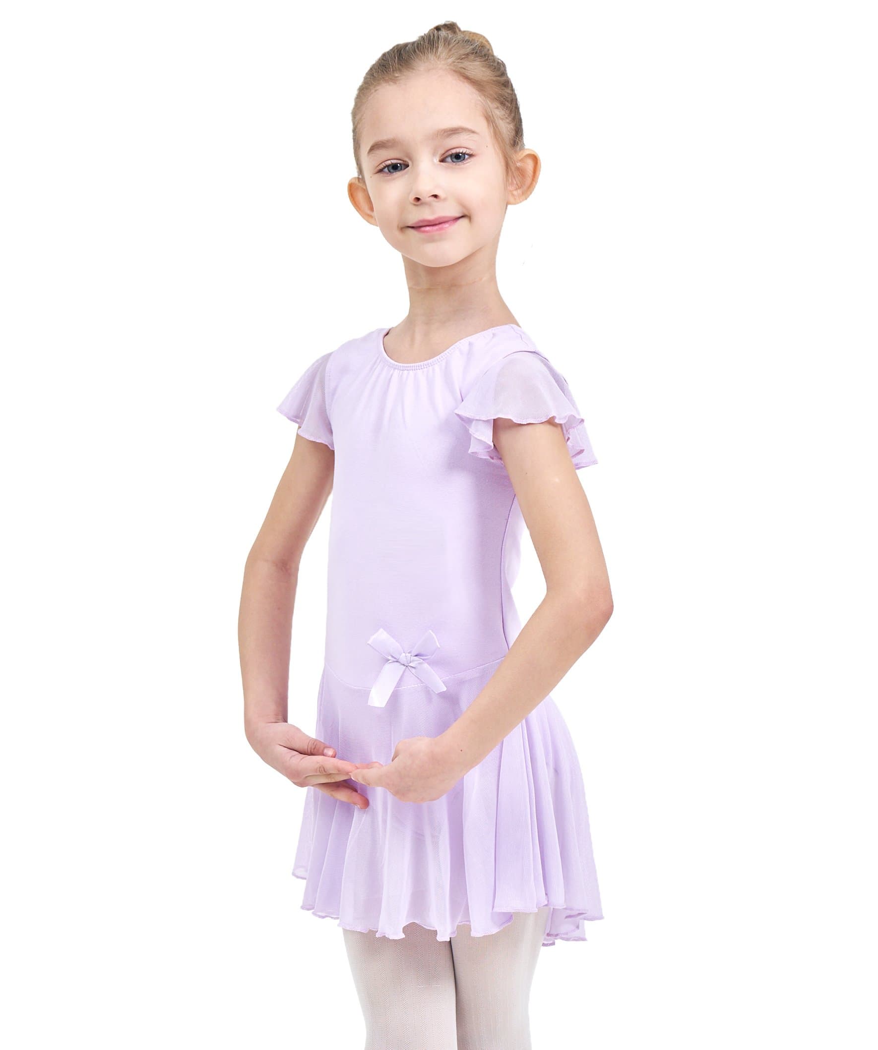 Ferlema Girls' Skirted Ballet Leotard with Snap Crotch│Gymnastics Dance Dress for Girls/Toddlers/Kids