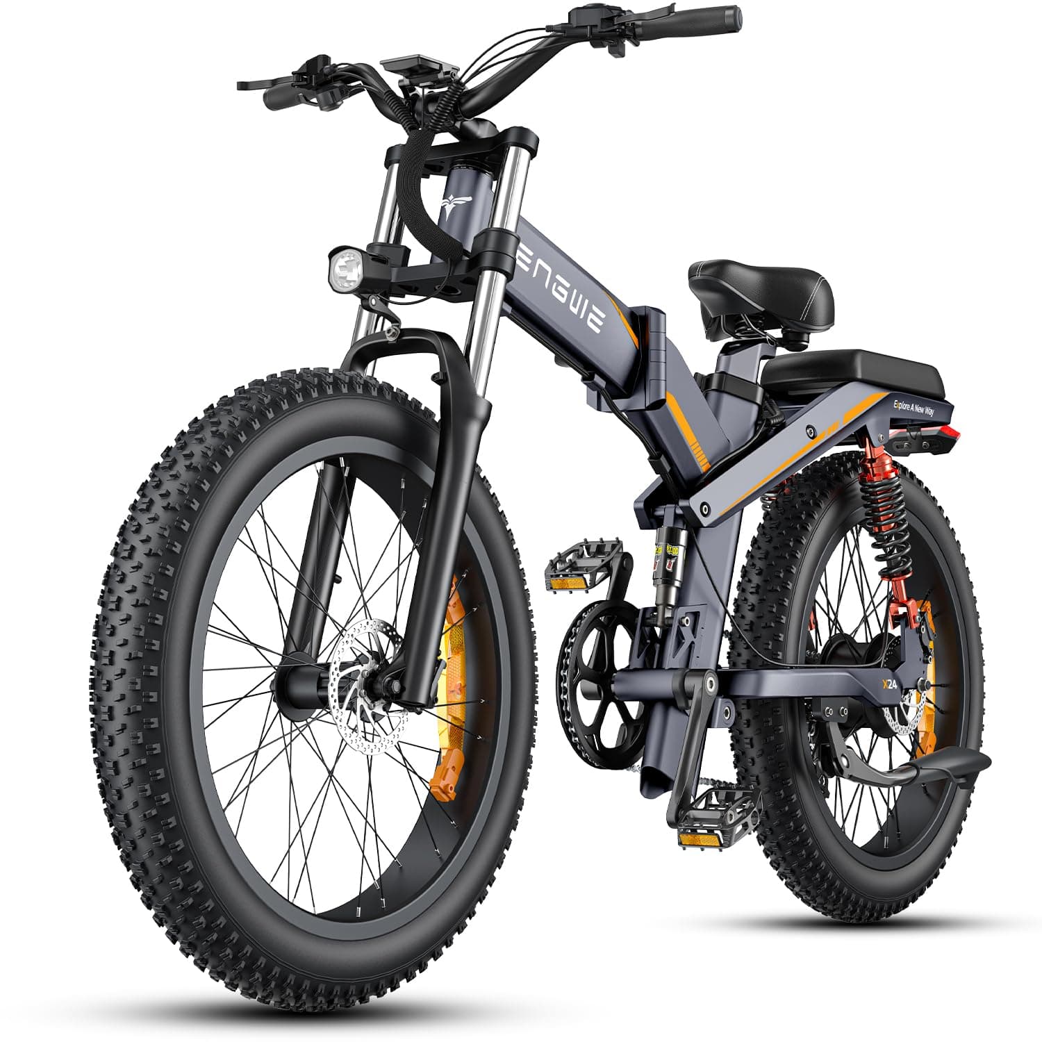 ENGWEX20 X24 Fat Tire Electric Bike, 1000W(Peak) Motor Ebike for Adults,95 Miles 31MPH 20''24'' Mountain Ebike，48V19.2A(29.2Ah-Dual Battery Option),All Terrain