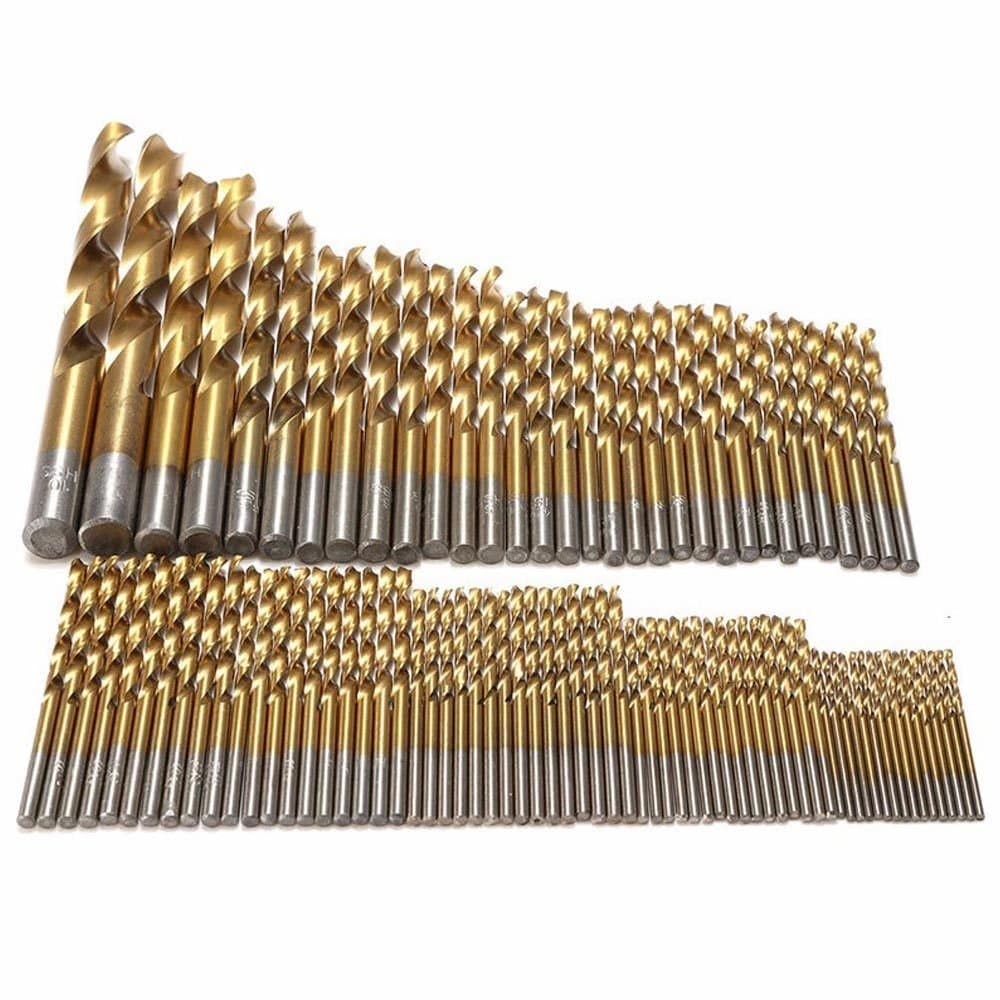 Rocaris 99pcs 1.5mm - 10mm HSS Shank High Speed Steel Drill Bit Set Tools Titanium for Wood Plastic and Aluminum Copper Steel