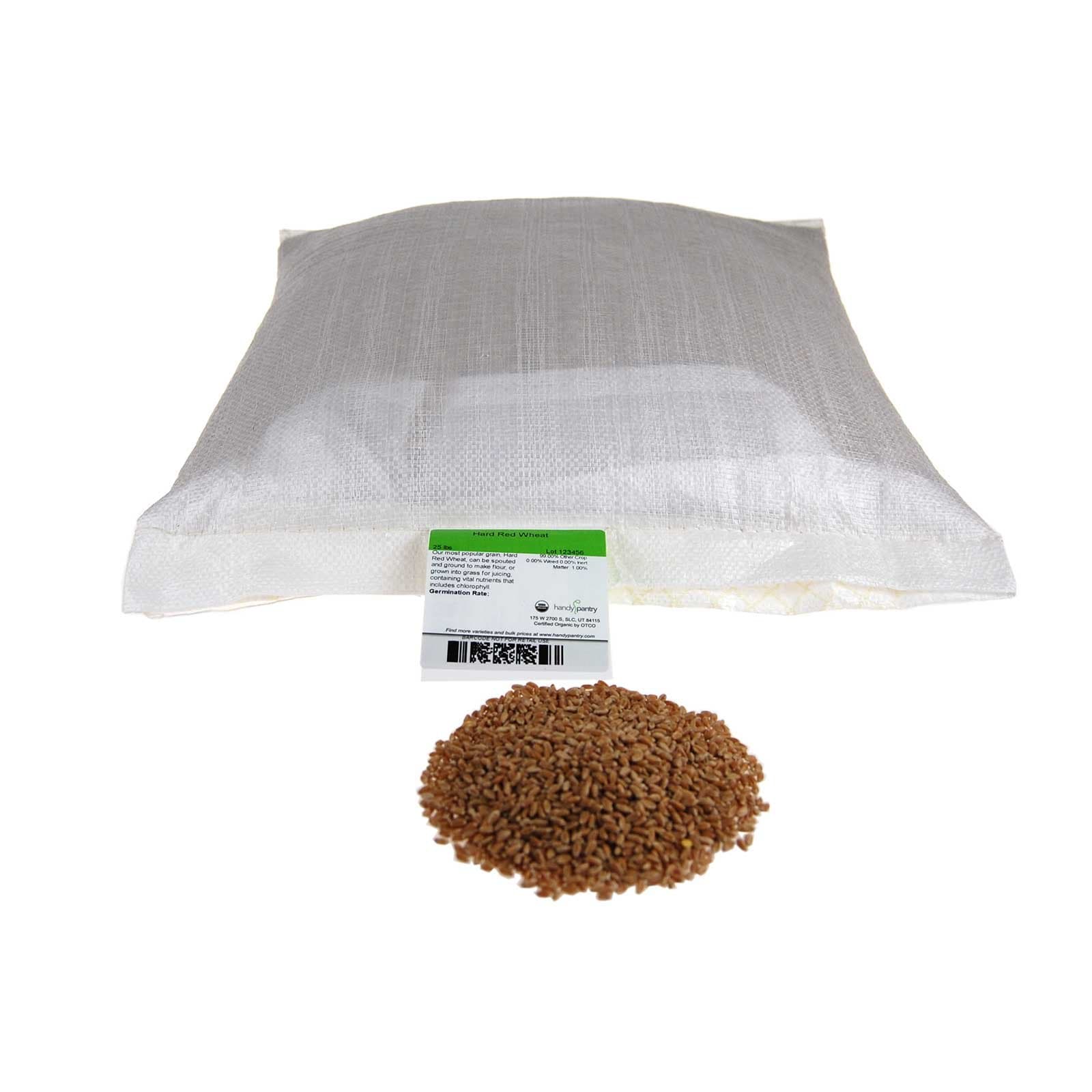 Organic Hard Red Wheat Seed: 25 Lb - Handy Pantry Brand - Grow Wheatgrass, Flour, Grain & Bread, Emergency Food Storage, Ornamental Wheat Grass - Non-GMO, Sprouting Wheat Berries - High Germination