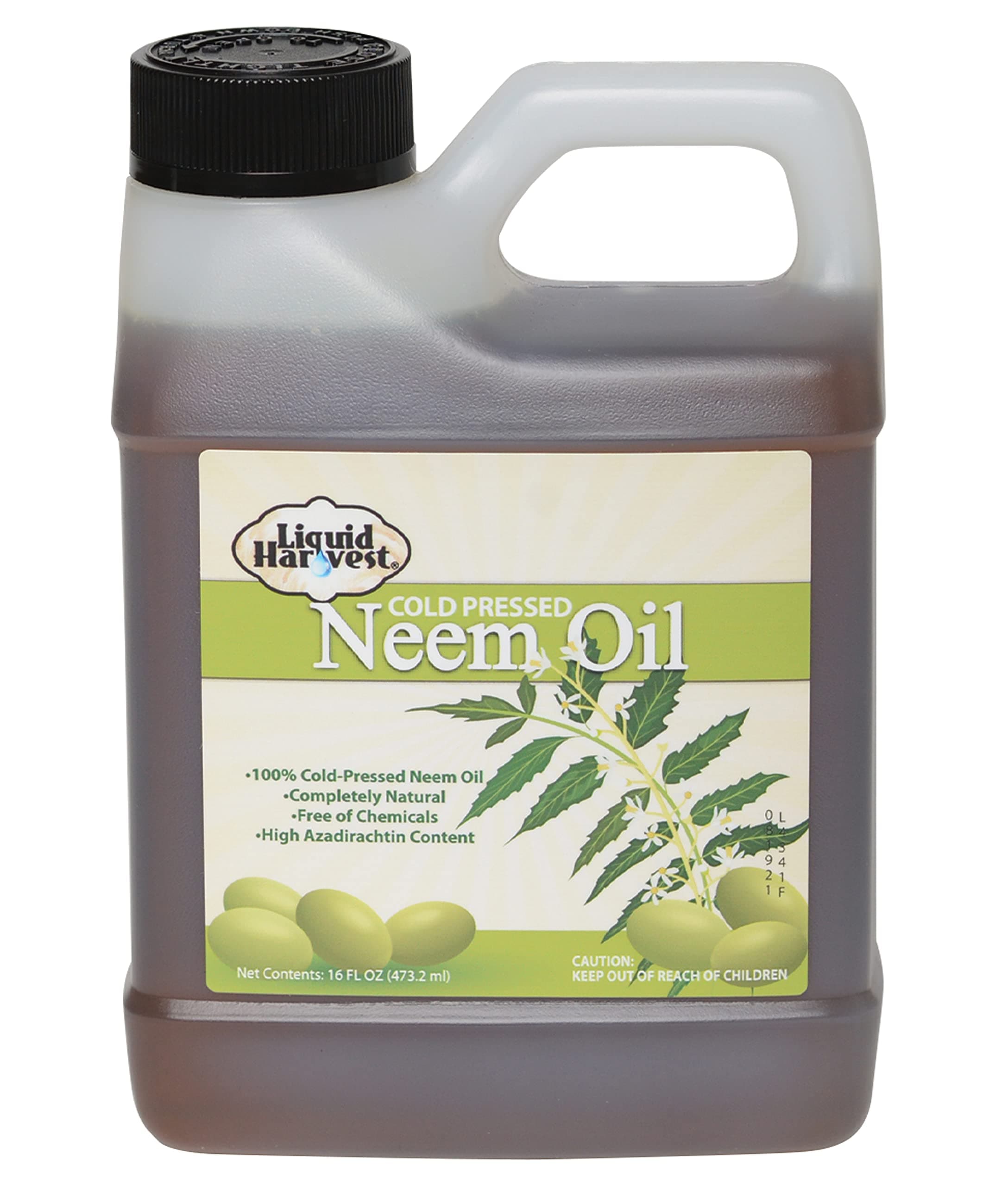 Liquid Harvest 100% Cold Pressed Neem Oil 16oz, Rich Azadirachtin Content for Plants & Neem Oil Spray Solutions