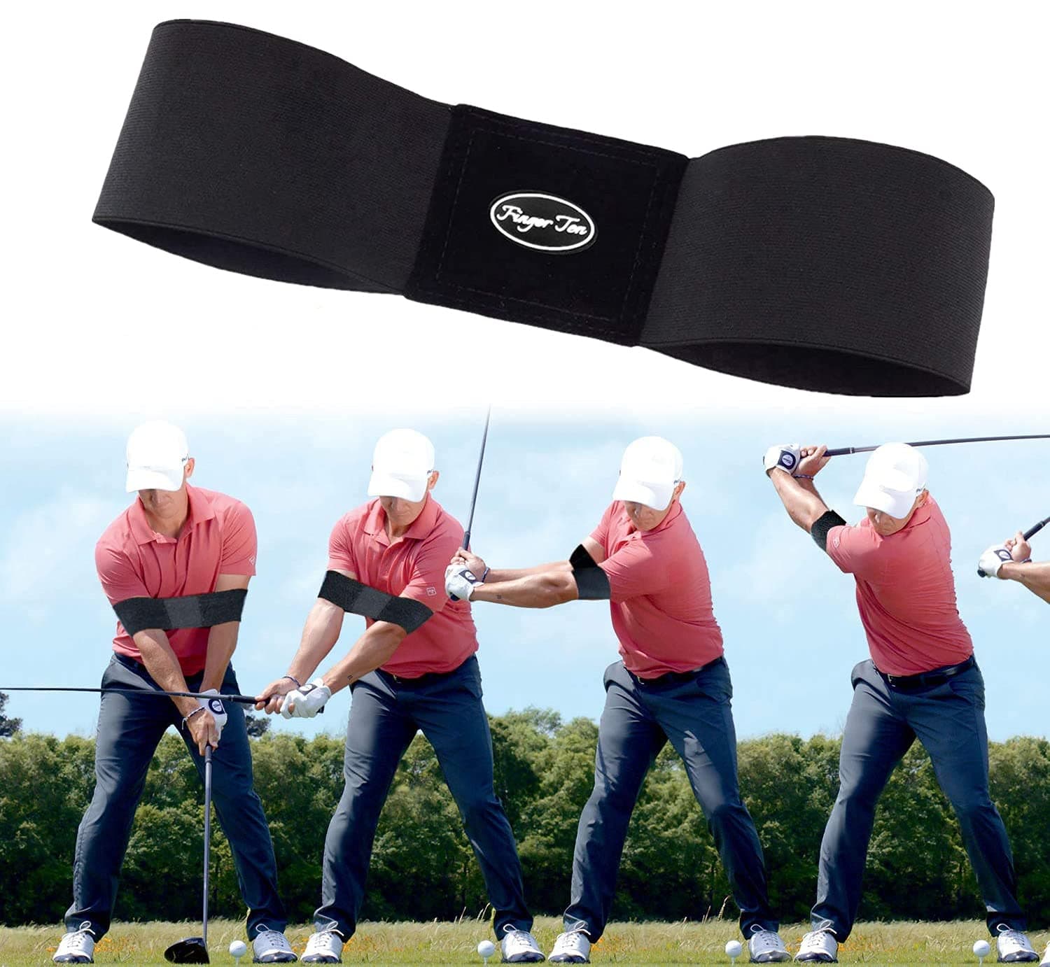 Jeantet Sport Golf Swing Trainer Aid Grip Secret Arm Band Trainer Value 1/2 Pack, Golf Training Aids Professional Motion Posture Correction Belt For Men Women Kids…