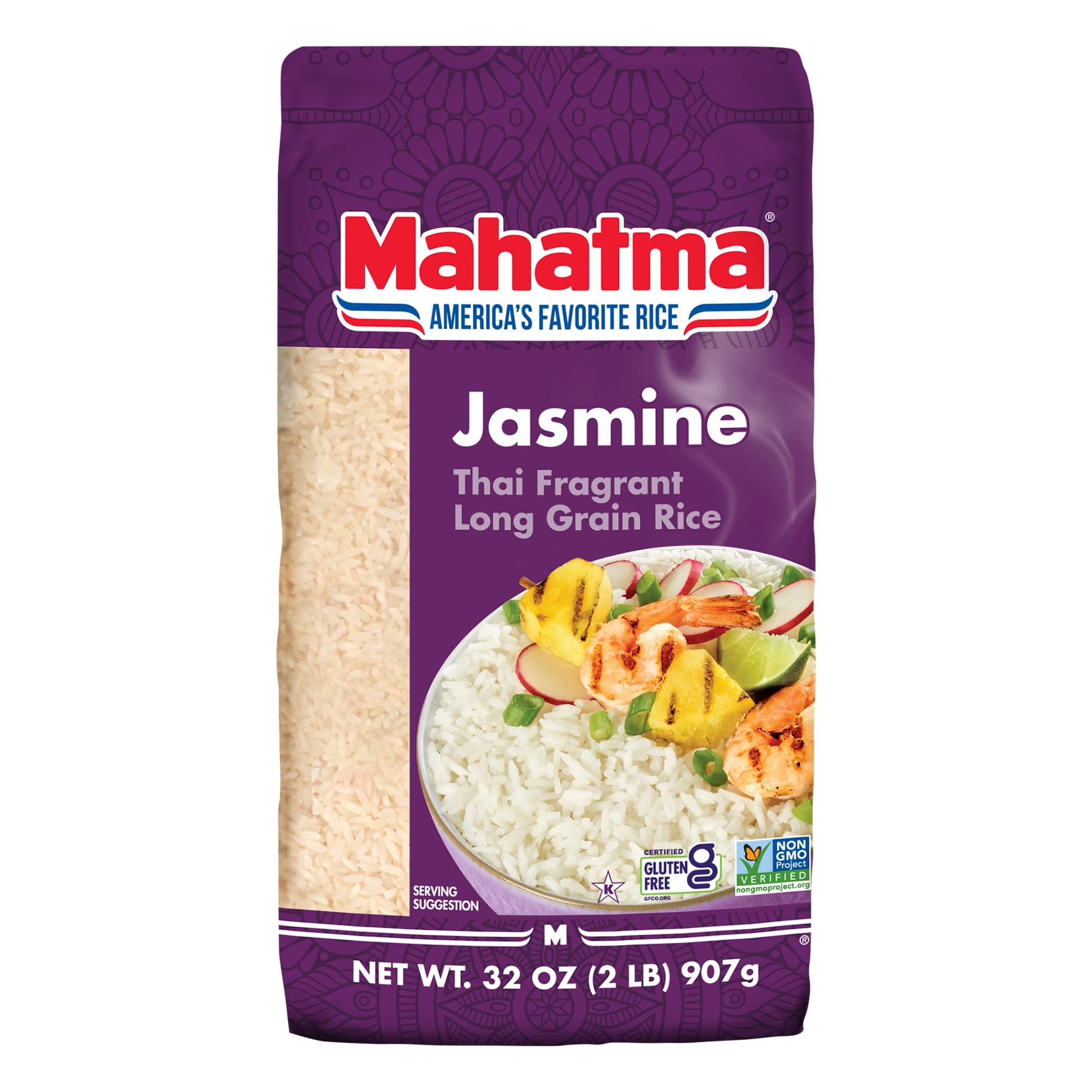 Jasmine Rice, 2lb Bag of Rice, Thai, Indian, or Cambodian Fragrant Flavored Rice, Stovetop or Microwave Rice