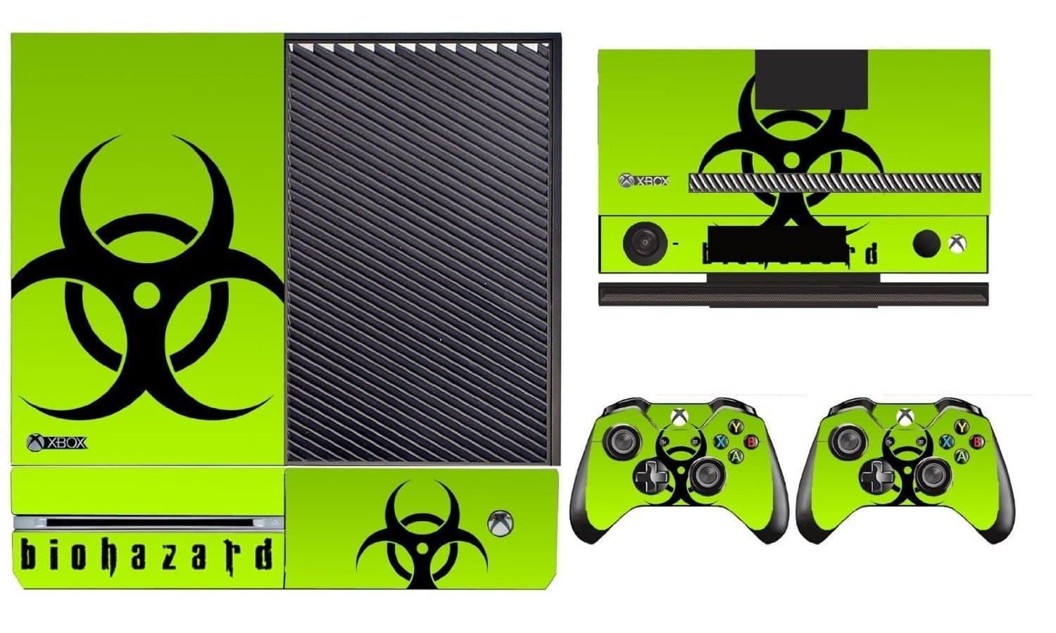 MightyStickers Designer Protective Vinyl Skin Stickers Decal Cover for Microsoft Xbox One Console Kinect + 2 Wireless Controller Skin - Green Light Biological Hazard