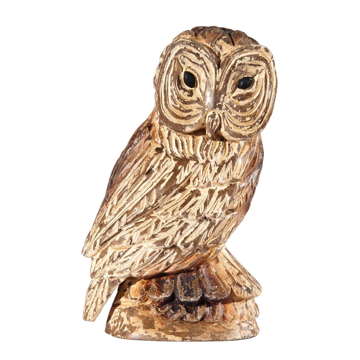 GGI Hand Carved Wooden Owl Figurine, 10 Inch