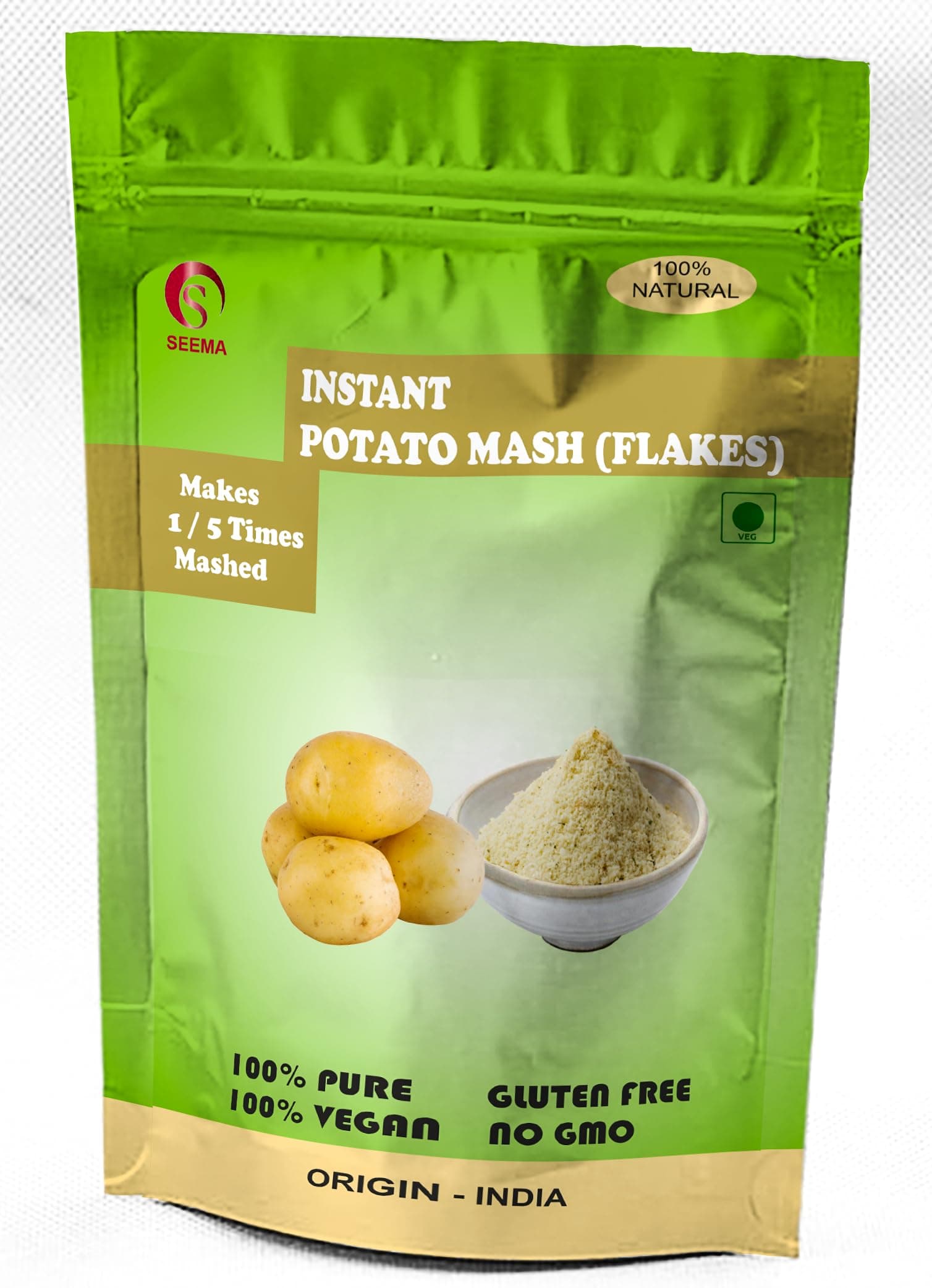 Dried Potato Flakes Instant Mashed Potato/Dehydrated Potato/Aaloo ka Mash Instant ALOO POHA READYMIX Pack Medium Spiced with Potato Slices PACK OF - 500g