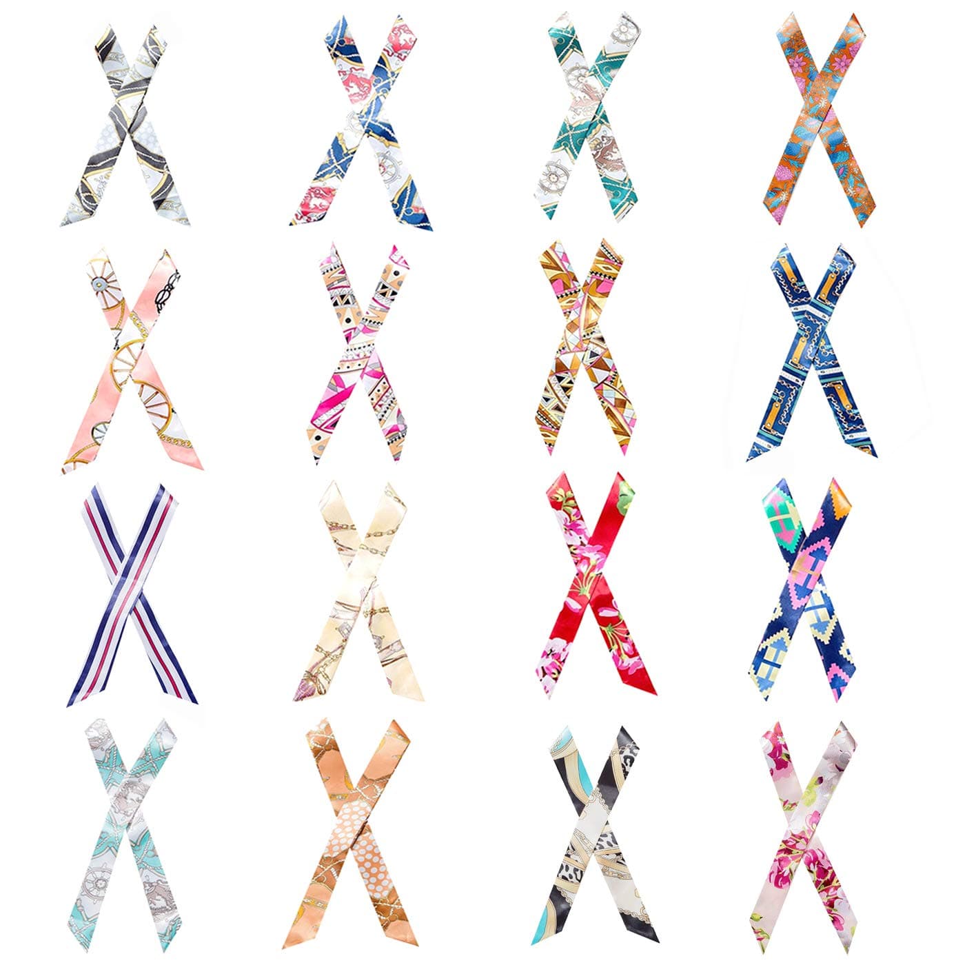 Aimyoo 32pcs Handbag Handle Ribbon Scarf - 16 Pairs Fashion Hairband Neckerchief Scarf Ribbon for Women Girls Ladies Decoration