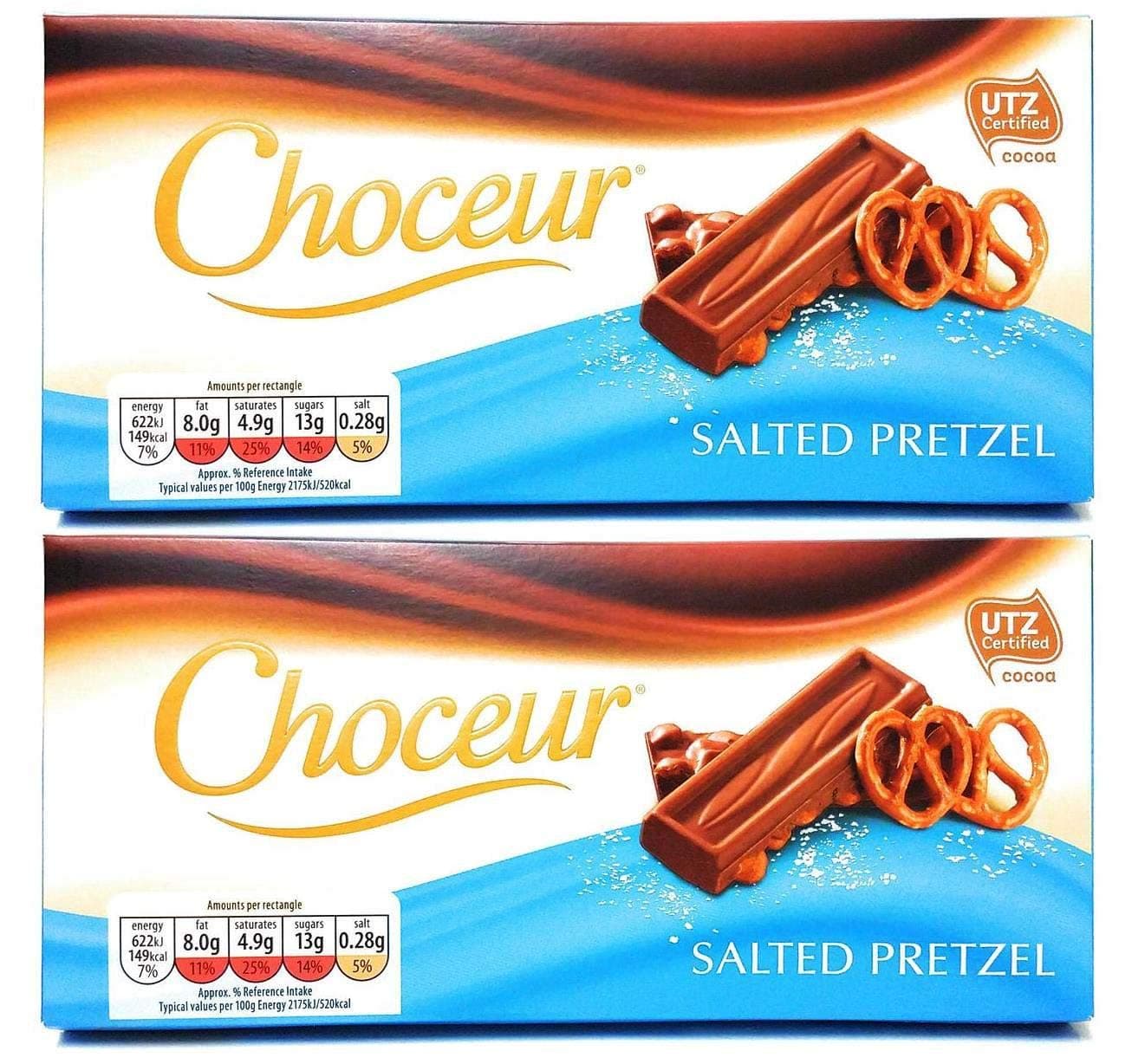 Choceur Salted Pretzel Milk Chocolate Bar | 2 x 200g Bars | Vegetarian